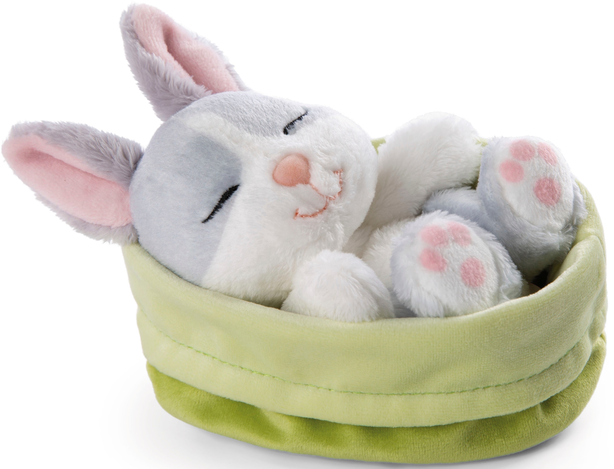 Nici Kuscheltier »Sleeping Pets, Hase grau/weiß, 12 cm«, im Körbchen