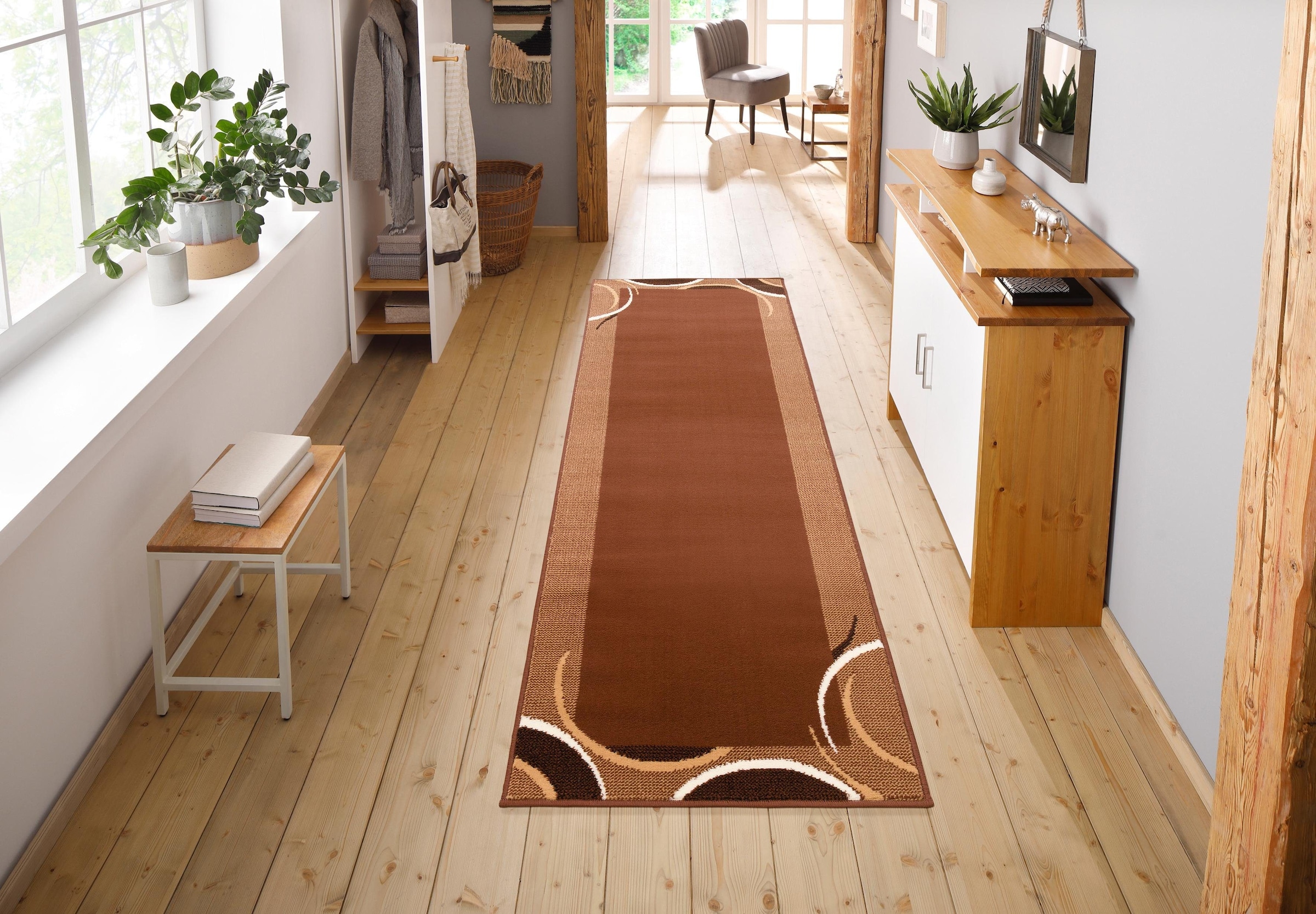 my home Läufer »Noah«, rechteckig, 7 mm Höhe, mit Bordüre, Läufer, Brücke, Kurzflor, verspieltes Design, elegant