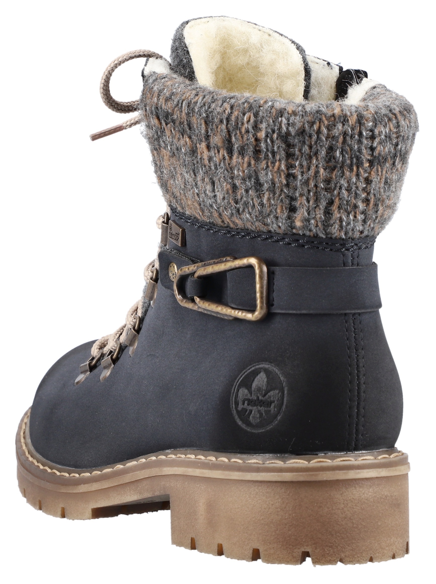 Rieker Winterstiefelette, Winterboots, Schnürboots mit Strickrand und Rieker-TEX