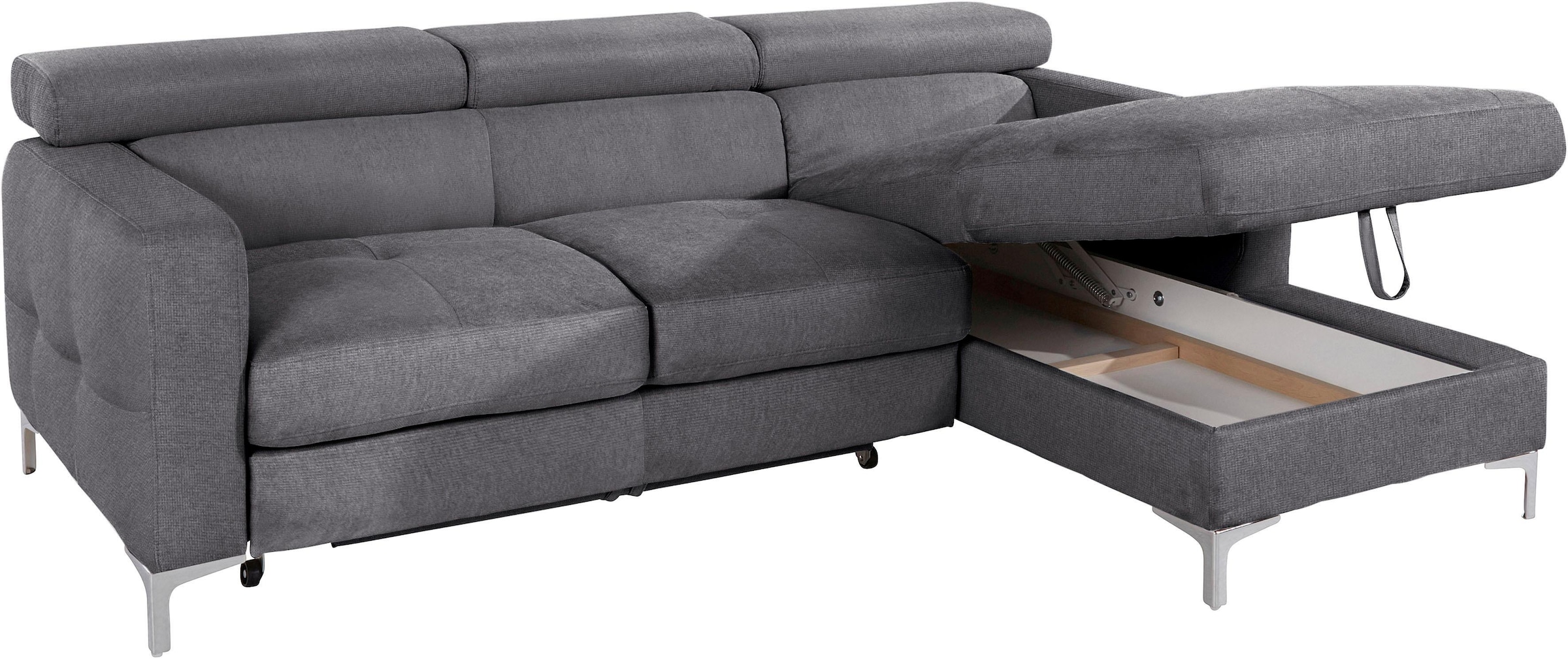 COTTA Ecksofa »Sammy L-Form«, mit Kopfteilverstellung, wahlweise mit Bettfunktion & Bettkasten