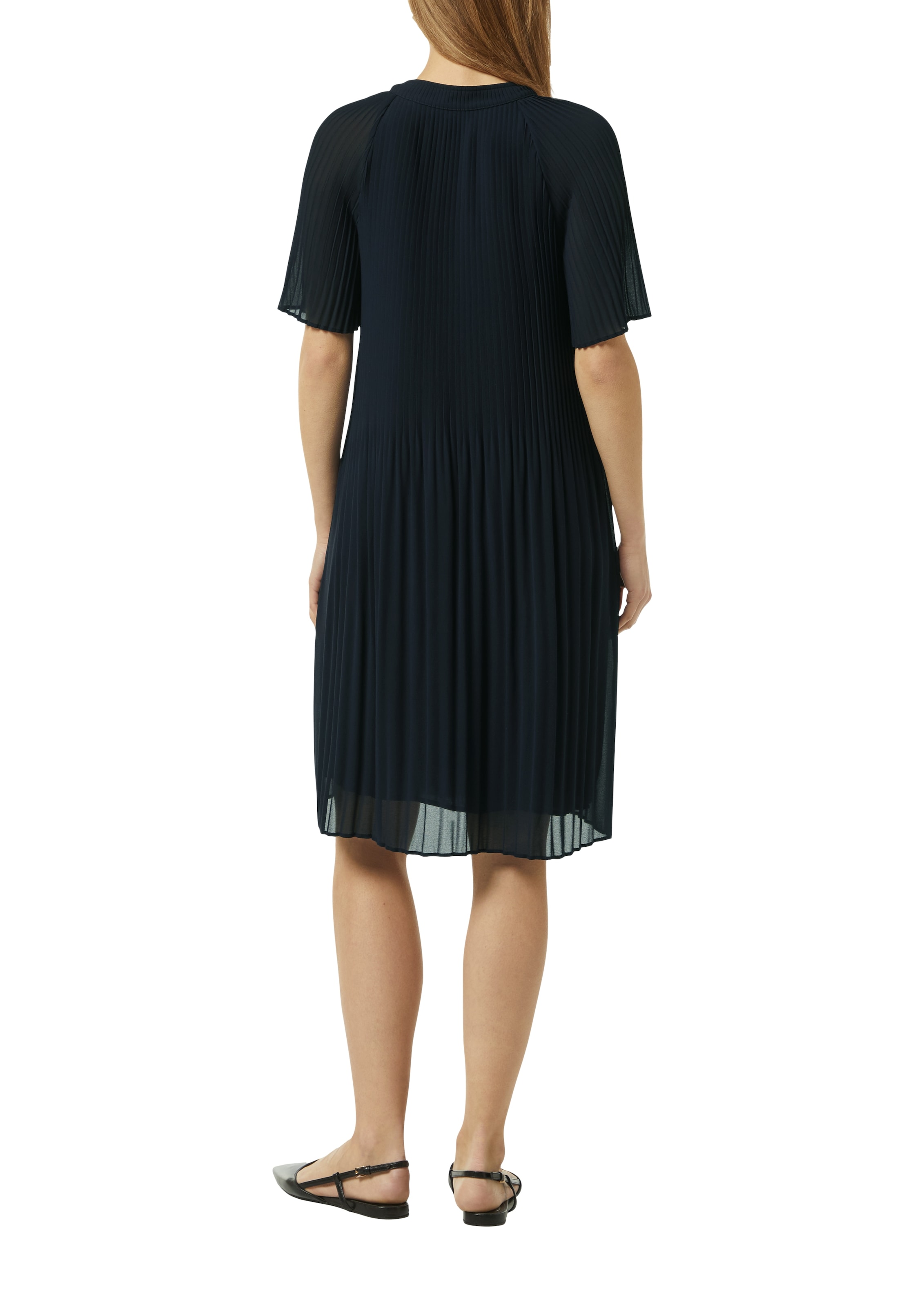 Comma Midikleid, aus Chiffon, mit Plissee-Falten