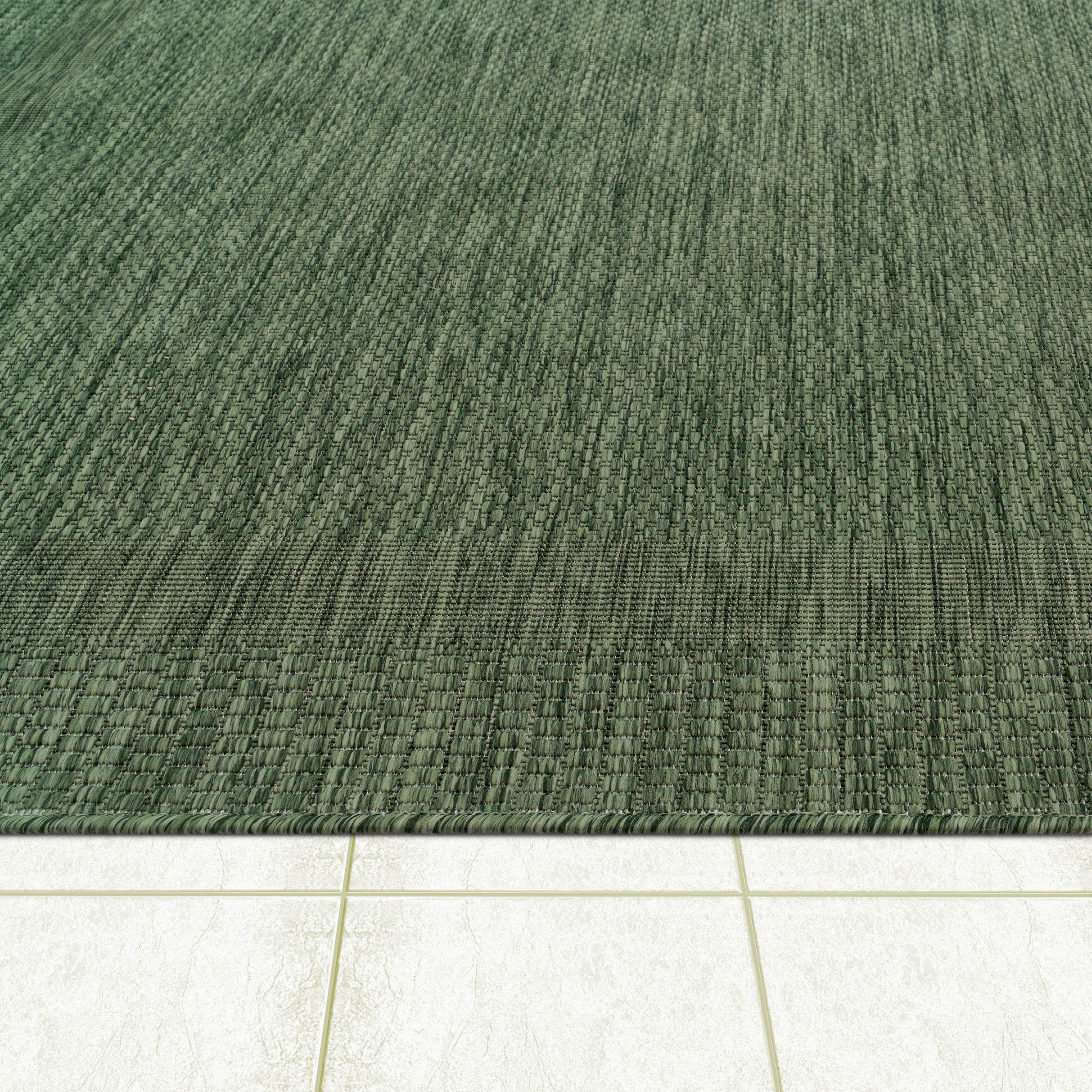 Paco Home Teppich »Roma 272«, rund, 4 mm Höhe, Flachgewebe, meliert, mit dezenter Bordüre, In- und Outdoor geeignet