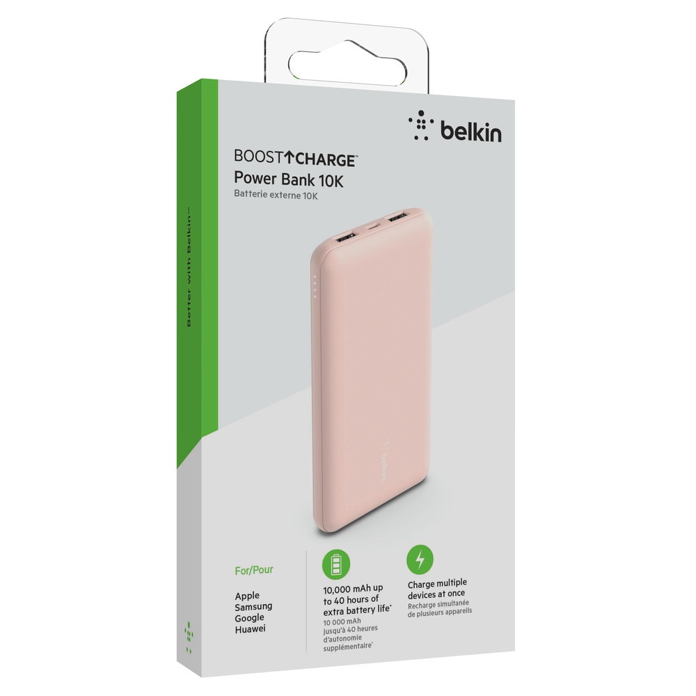 Belkin Powerbank »BoostCharge 10.000mAh Powerbank 15 Watt zum Laden von 3 Geräten«, 10000 mAh, 1x USB-C, 2x USB-A, Power für bis zu 40 Stunden