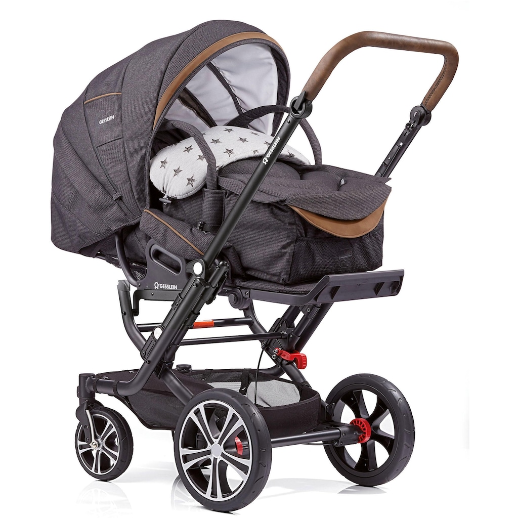 Gesslein Kombi-Kinderwagen »F6 Air+ mit Tragetasche C1 Lift, Anthrazit/Stern grau meliert«