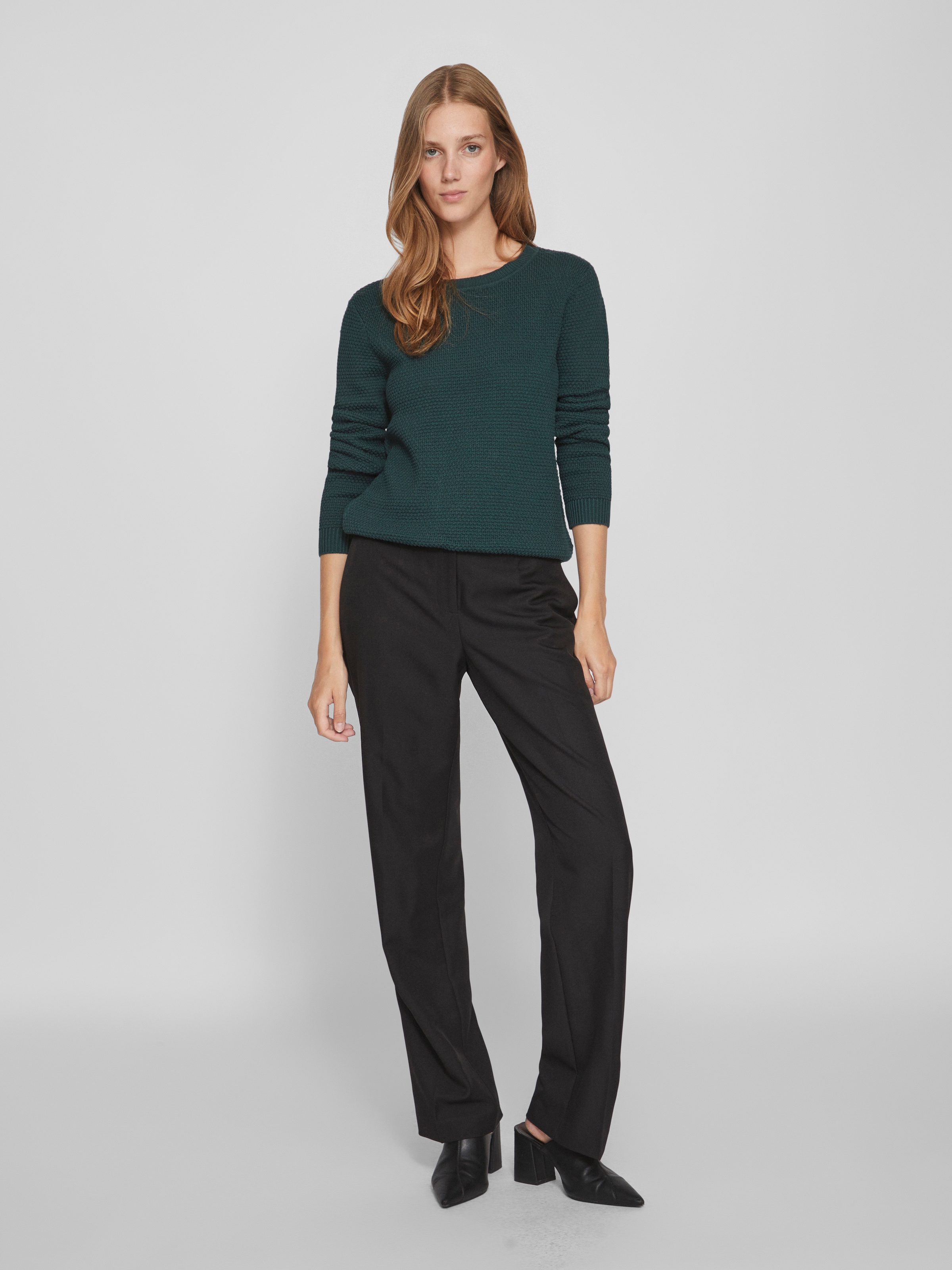 Vila Rundhalspullover »VIDALO O-NECK L/S KNIT TOP- NOOS« Baumwolle, regular fit