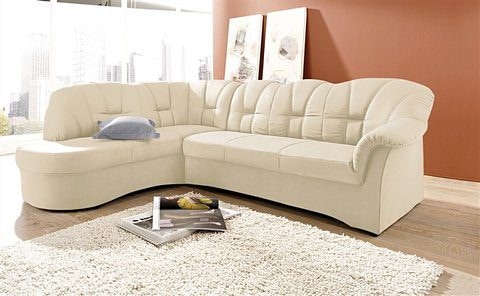 DOMO collection Ecksofa »Papenburg, zeitlose Rückensteppung, elegante Armlehne, L-Form«, mit Ottomane, wahlweise mit Bettfunktion