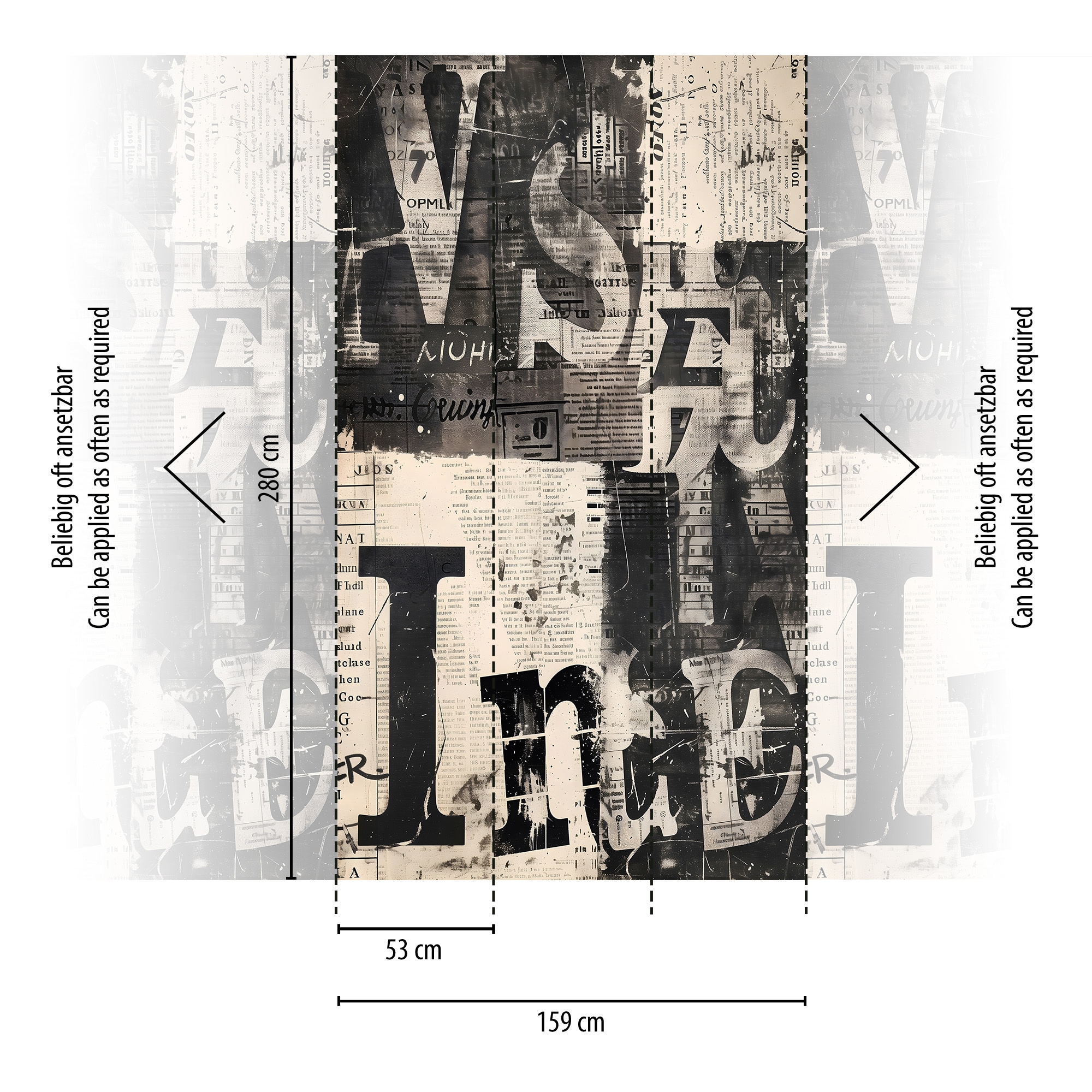 CosmoLiving by Cosmopolitan Vliestapete »Newspaper Fototapete erweiterbar« matt strukturiert Typografie-Design im Vintage-Look