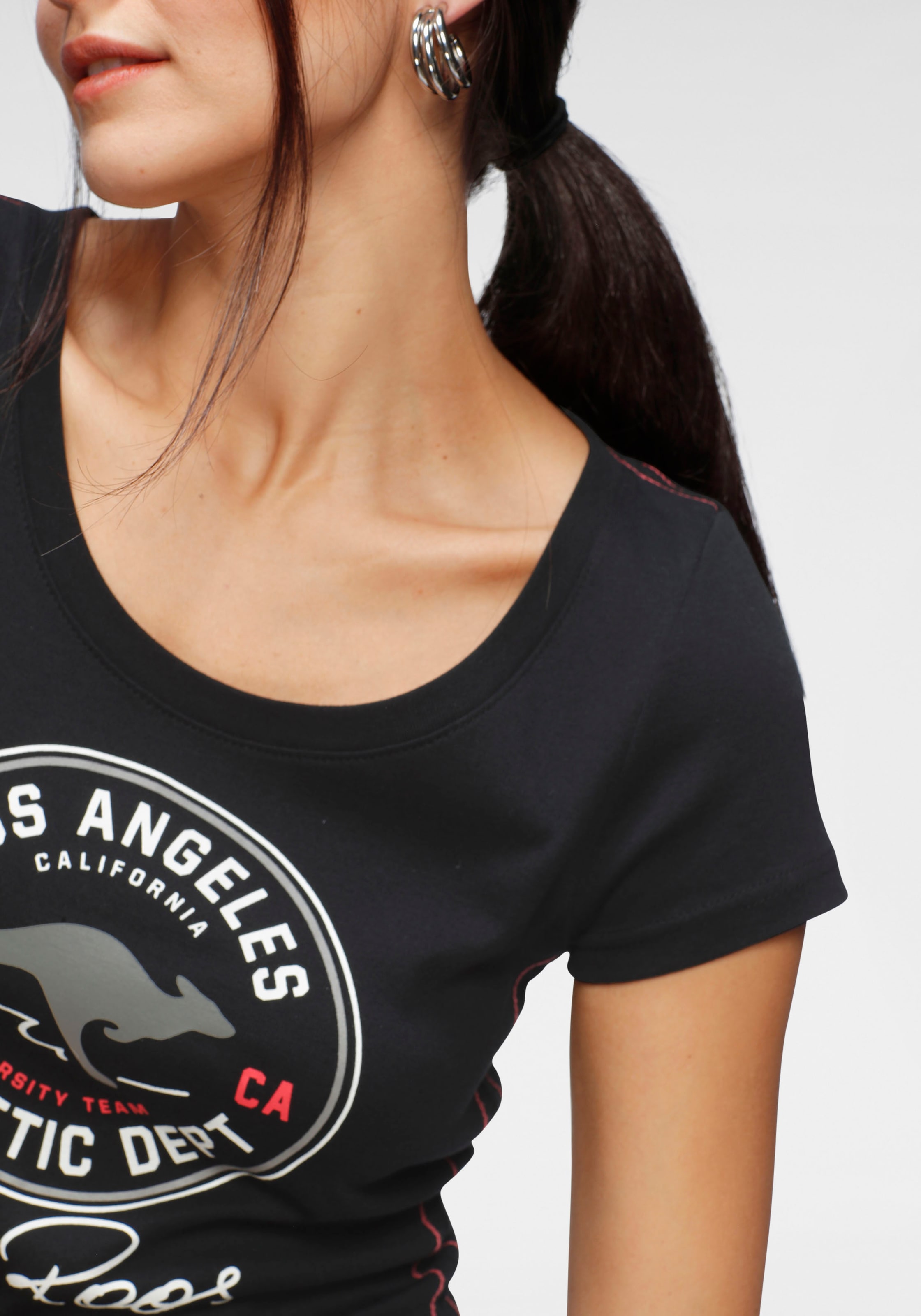 Online-Shop im kaufen KangaROOS Label-Druck Retro T-Shirt, großem vorne mit