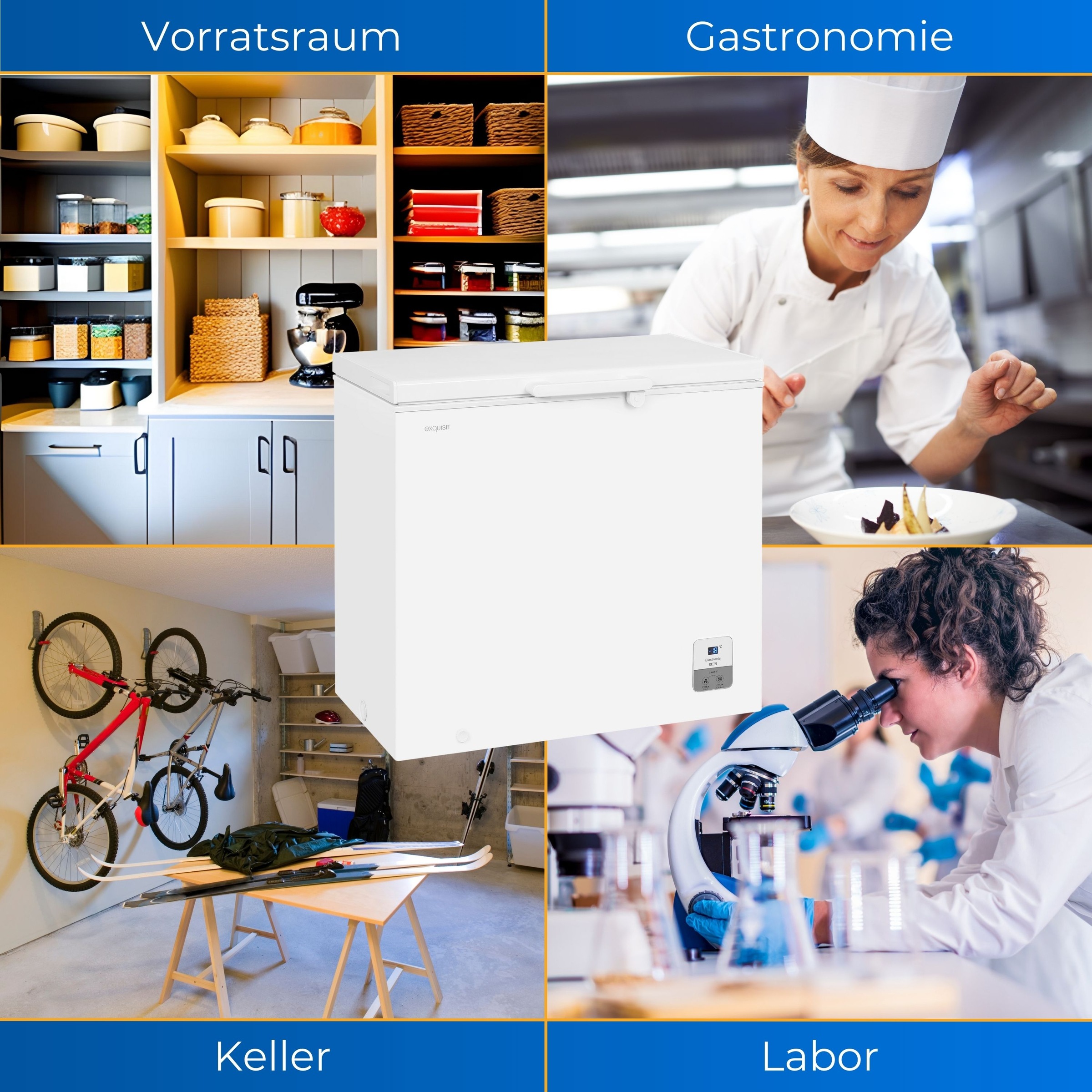 exquisit Gefriertruhe »GT200-HE-O11E weiss« 85,3 cm hoch 89,1 cm breit 2-in-1 Gefrier-/Kühltruhe mit LED, Griff, Schloss&flexibel einstellbar