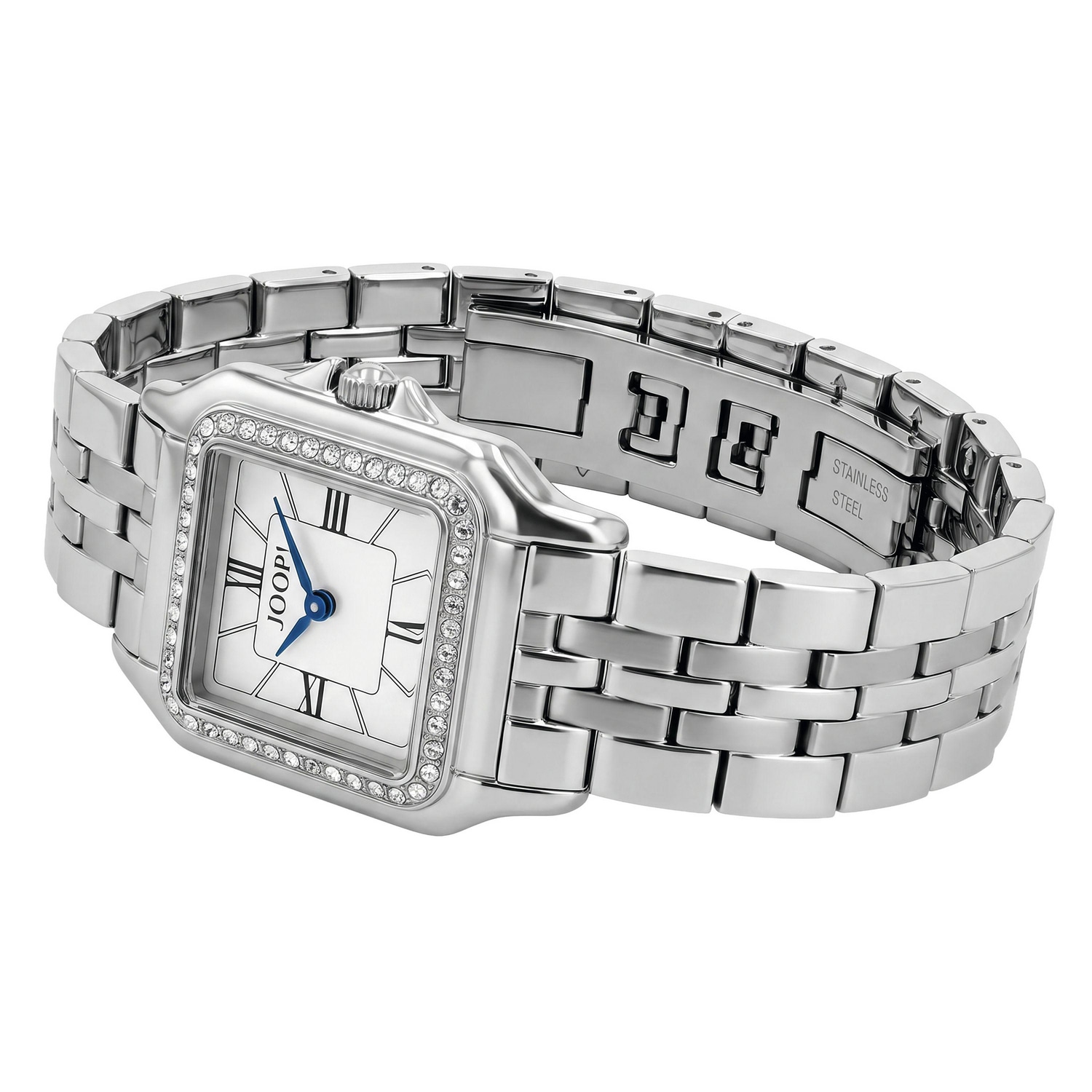 JOOP! Quarzuhr Armbanduhr, Damenuhr, Edelstahlarmband, analog, Kristallsteine