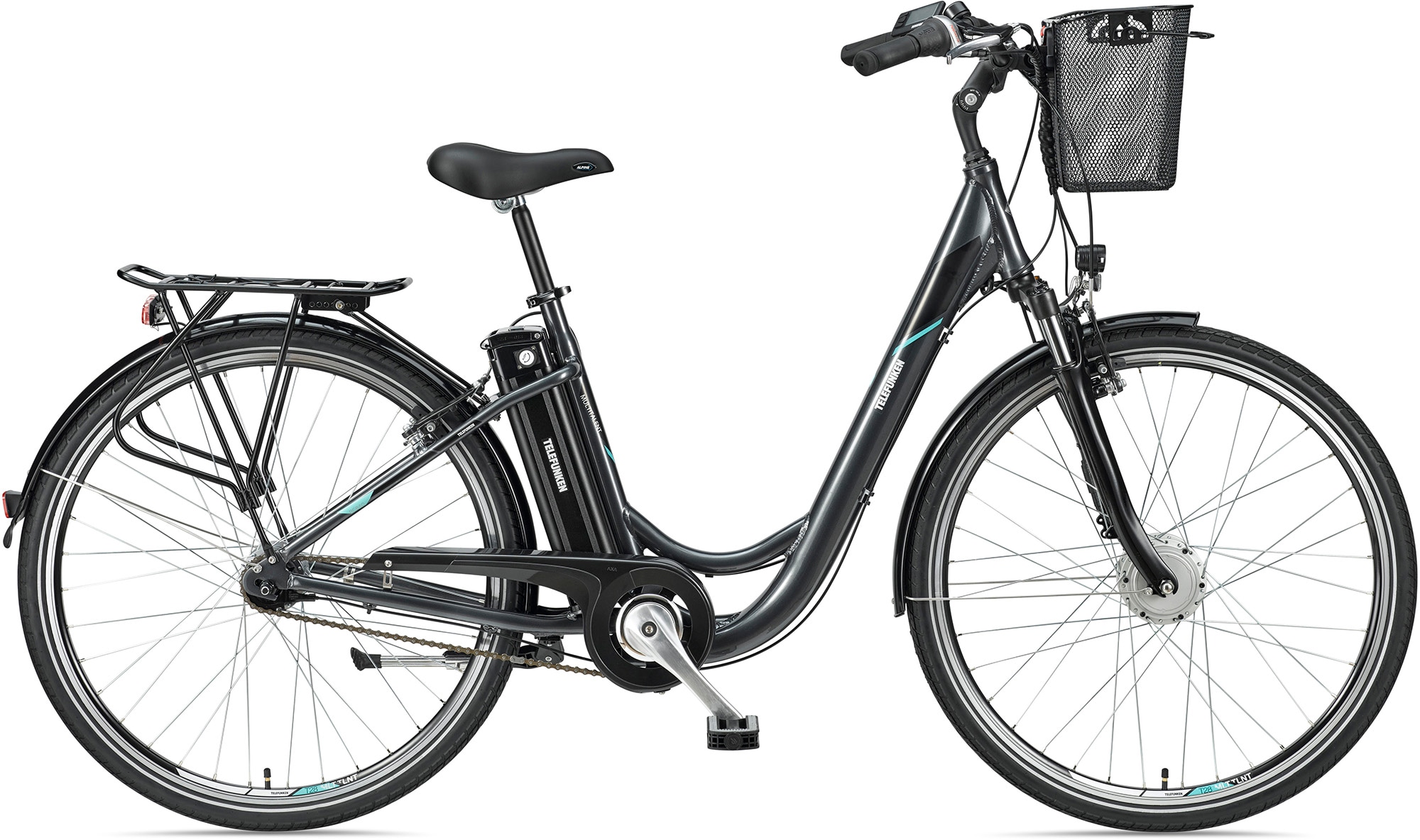 E-Bike „Multitalent RC840“, 7 Gang, Shimano, Nexus, Frontmotor 250 W, mit Fahrradkorb anthrazit 28 Zoll (71,12 cm) 48 cm – 28 Zoll (71,12 cm)