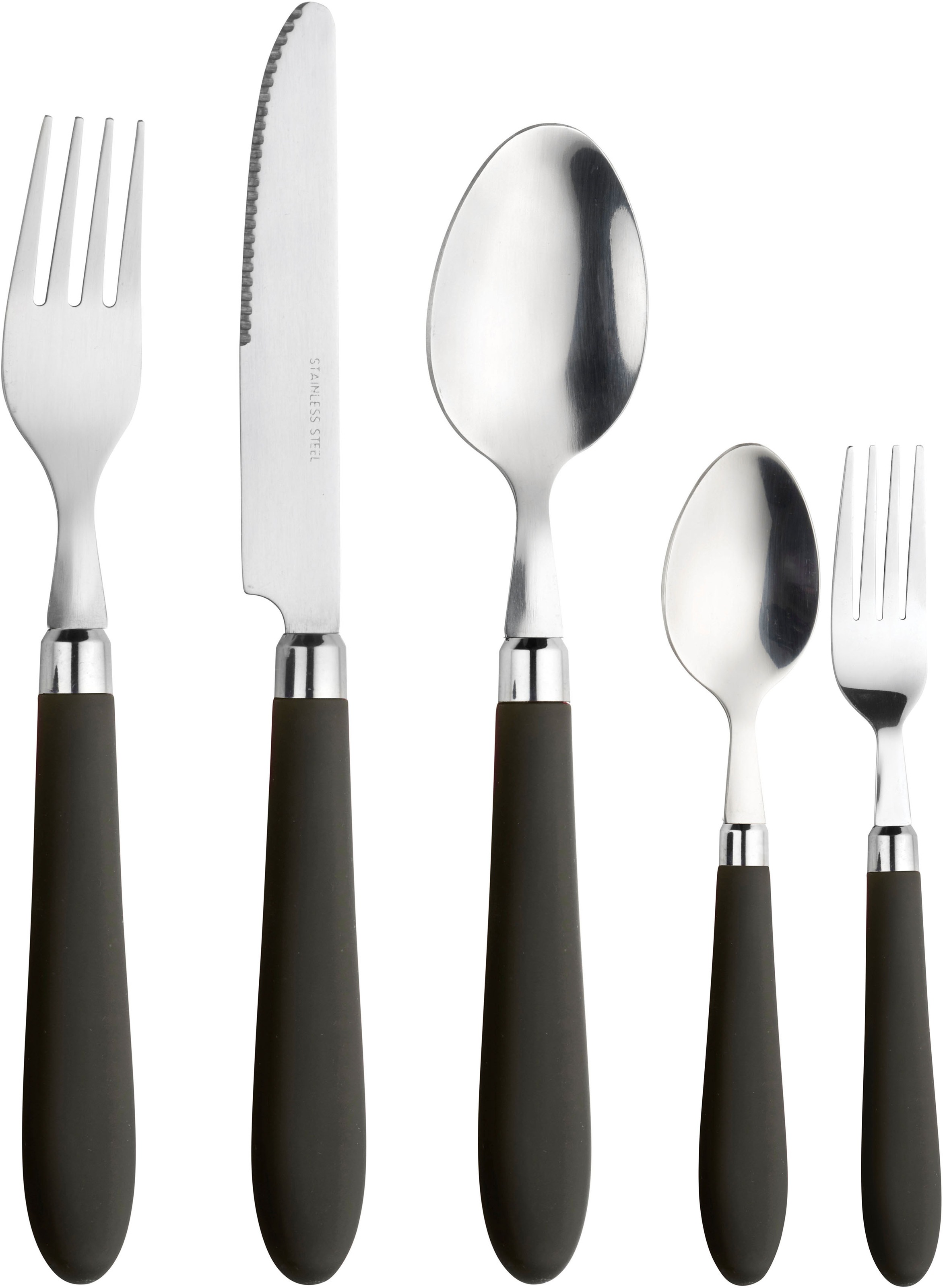 MY HOME Besteck-Set »Celia« Messer mit Wellenschliff, spülmaschinengeeignet schwarz/edelstahlfarben