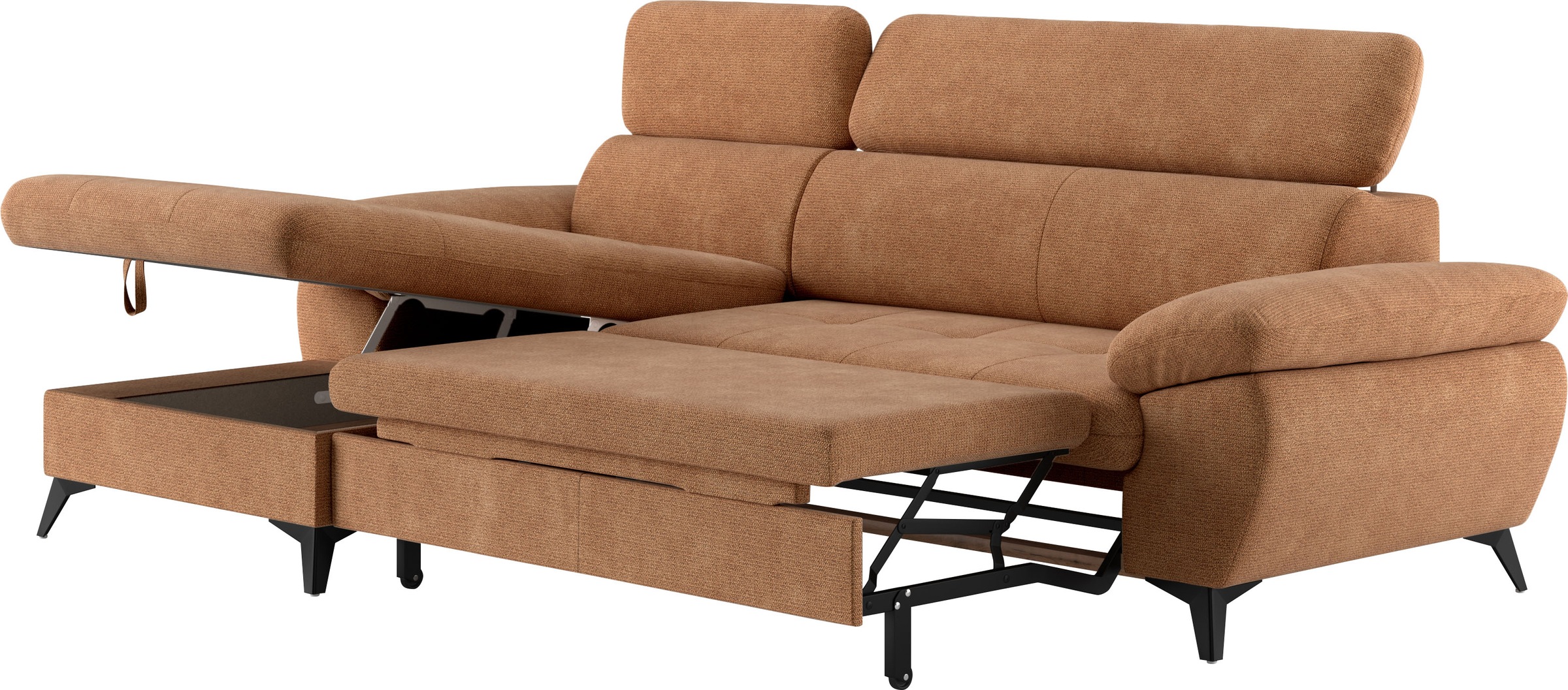 COTTA Ecksofa »Hudson L-Form«, mit Kopfteilverstellung, wahlweise mit Bettfunktion & Bettkasten