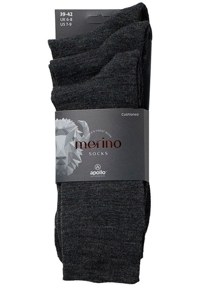 Apollo Basicsocken 3er Pack,  Unisex mit Stickerei und weichen Merinowoll-Anteil