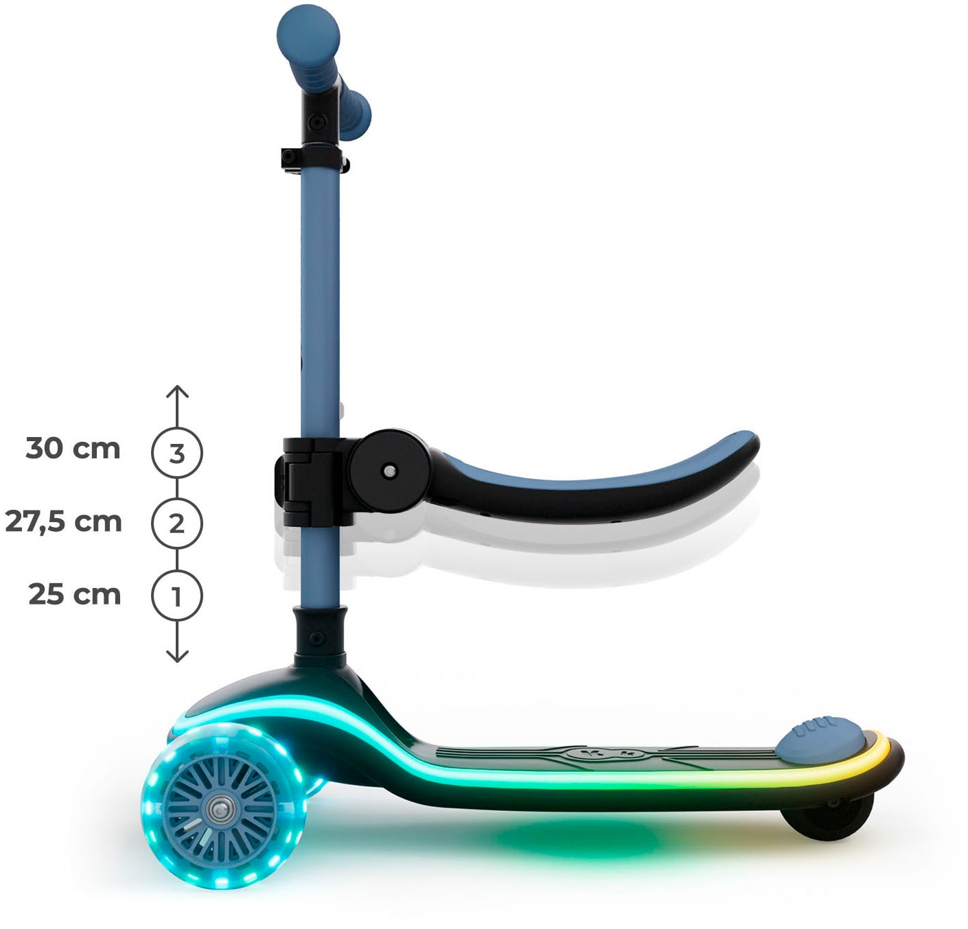 Kinderkraft Tretroller »RAKET UP« mit LED-Leuchten im Trittbrett und beleuchtete RGB-Räder