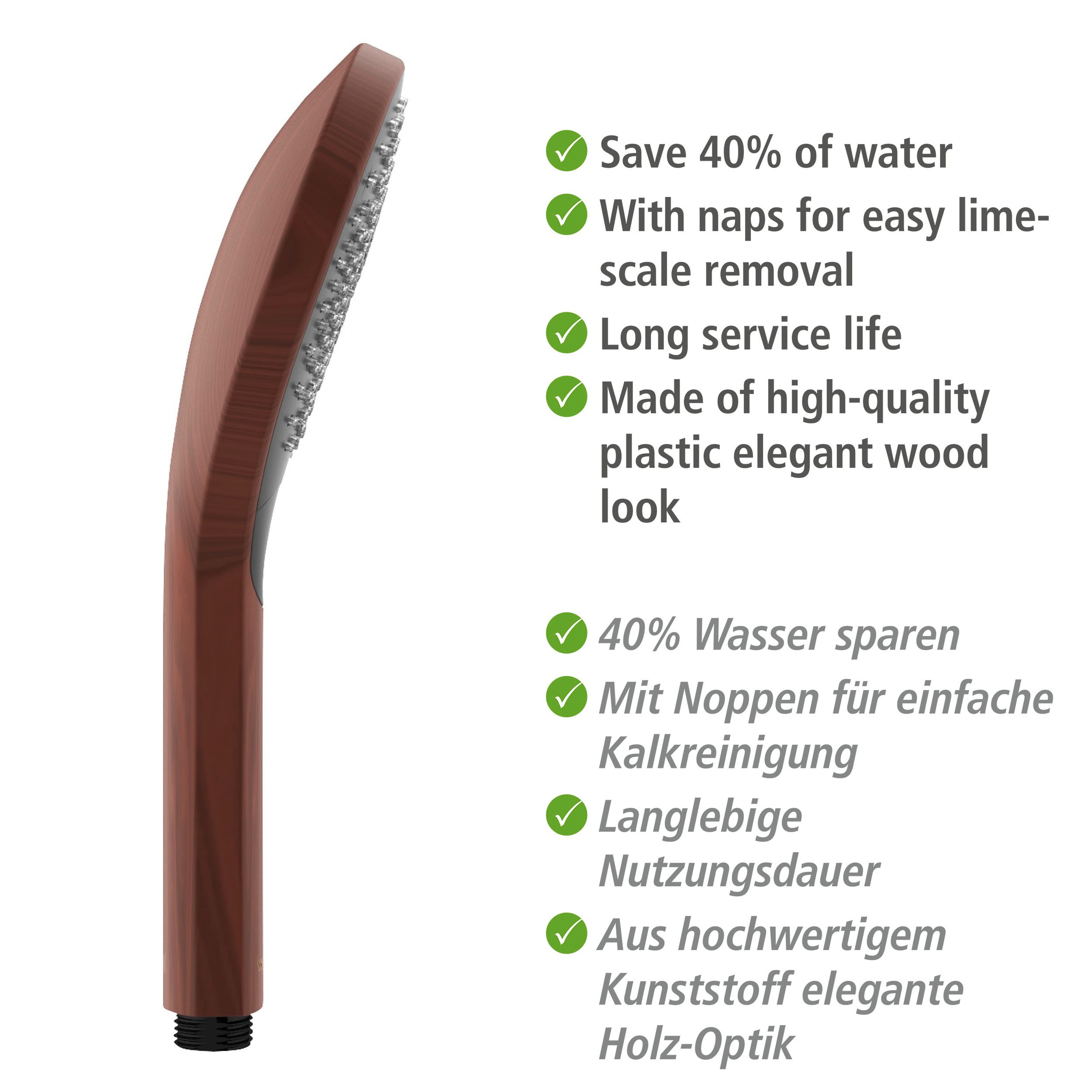 WENKO Handbrause »Watersaving«, (1 tlg.), Wood, Ø 12 cm