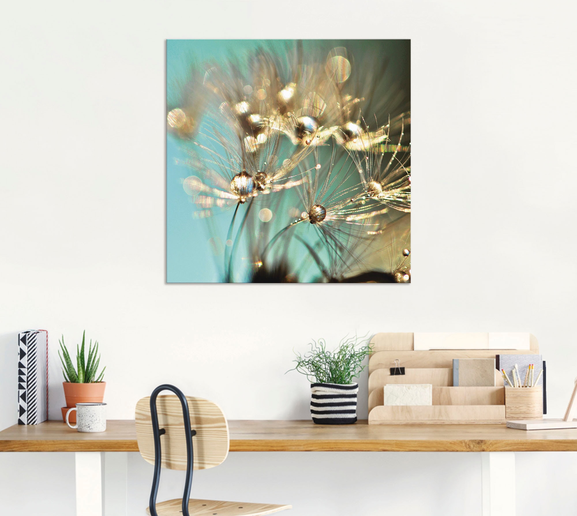 Artland Wandbild »Pusteblume glänzendes Gold«, Blumen, (1 St.), als Alubild, Outdoorbild, Leinwandbild, Poster, Wandaufkleber