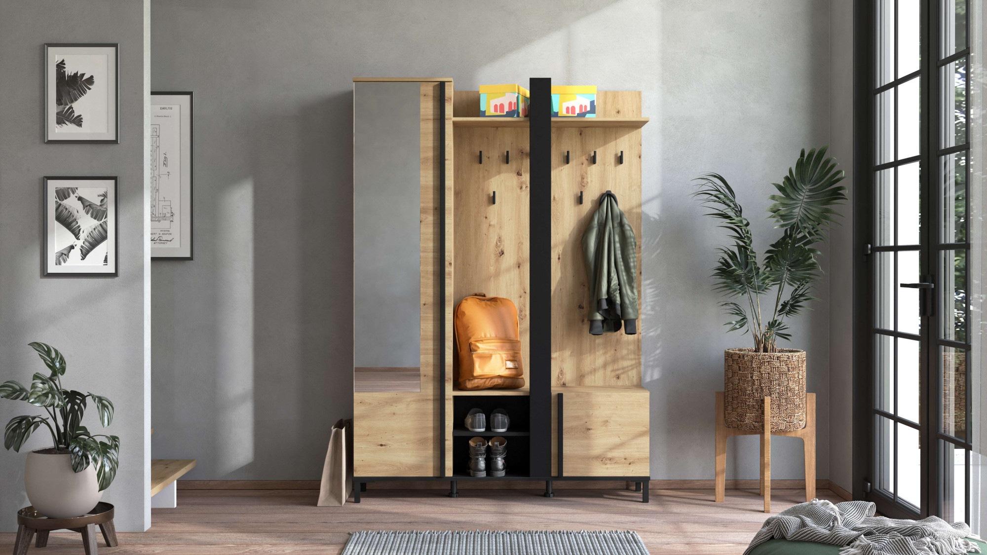 Home affaire Kompaktgarderobe »Nino Flurgarderobe, Dielenschrank, Flurmöbel günstig online kaufen