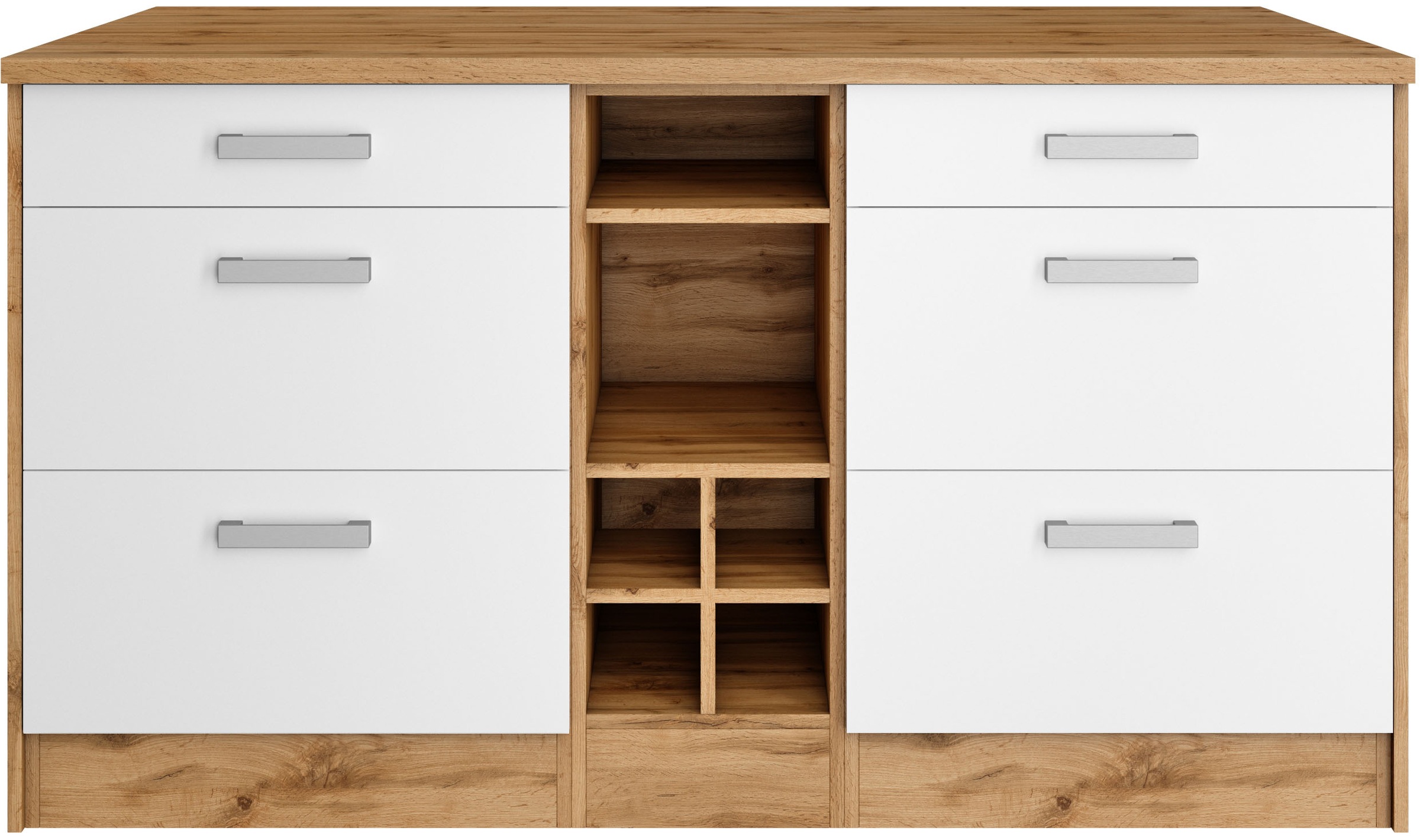 KOCHSTATION Kücheninsel »KS-Toronto«, Breite 153 cm, MDF-Fronten, Flaschenregal