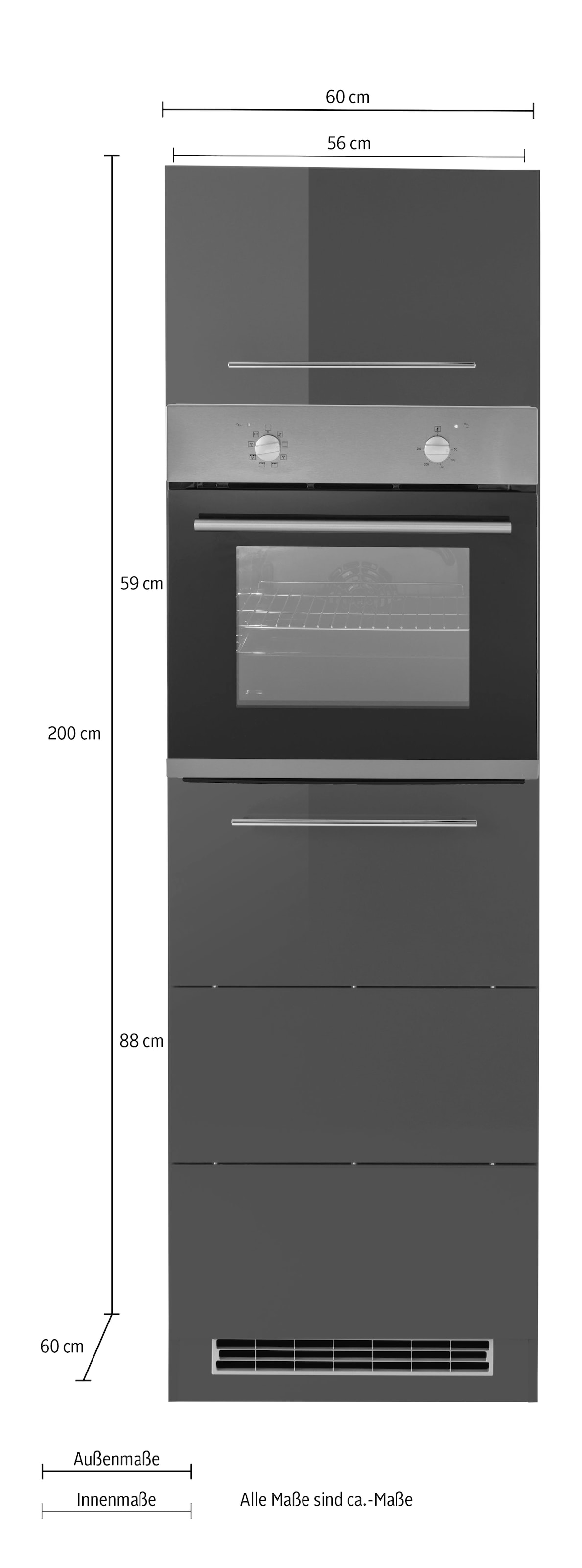 online MÖBEL 60 hoch, kaufen breit, Backofen HELD für autarken »Wien«, Backofenumbauschrank cm 200 cm