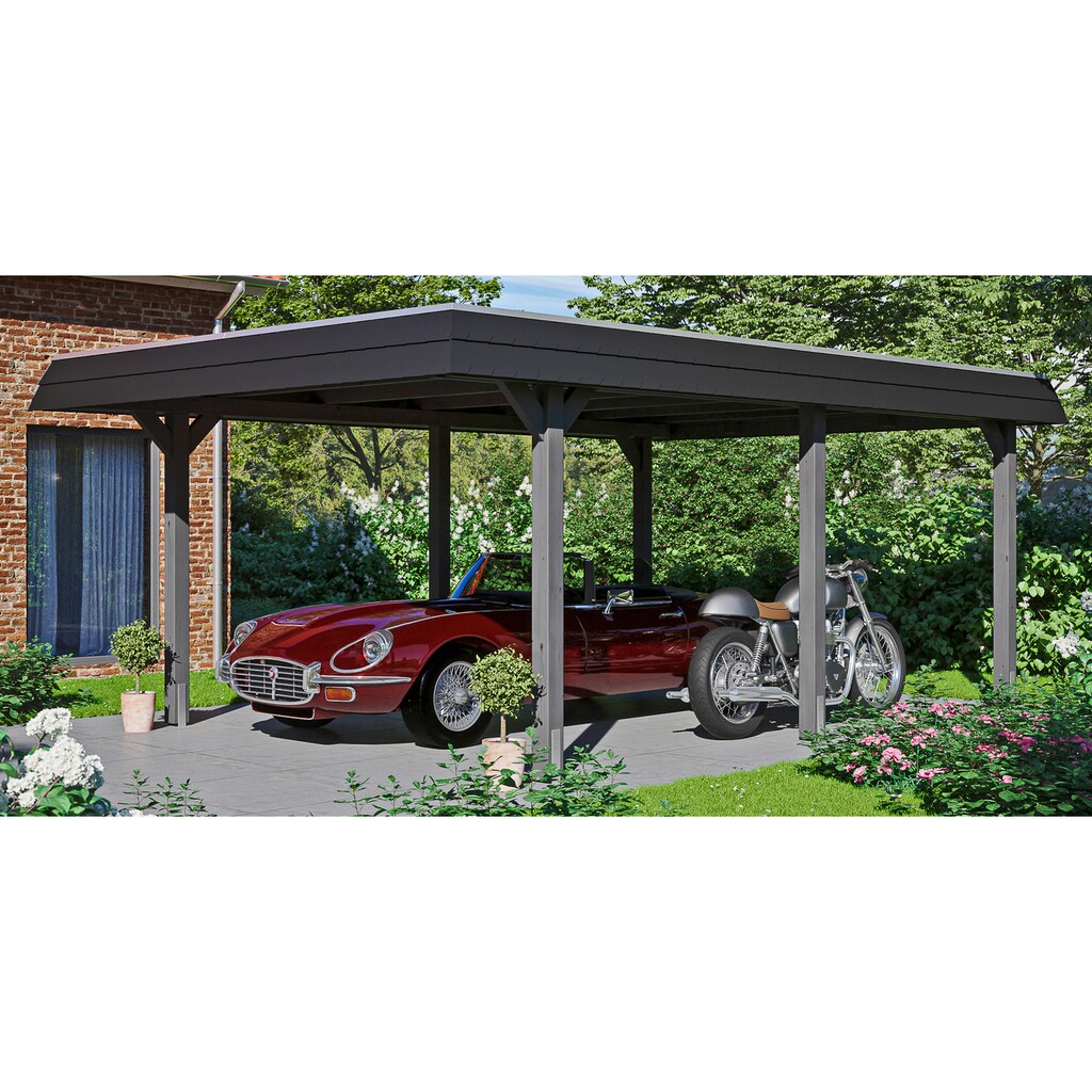 Skanholz Einzelcarport »Wendland«, Leimholz-Nordisches Fichtenholz, 341 cm, dunkelgrau