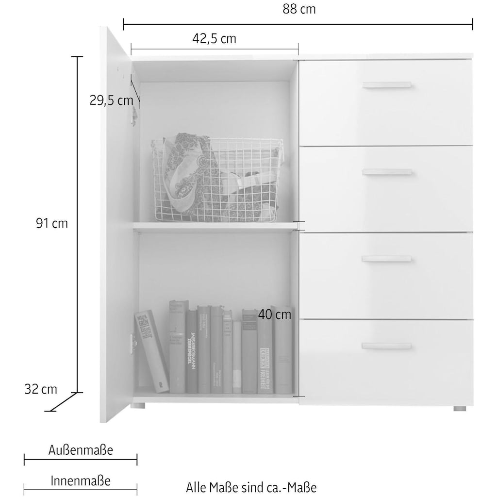 BMG Möbel Kommode »Monaco«, Breite 88 cm