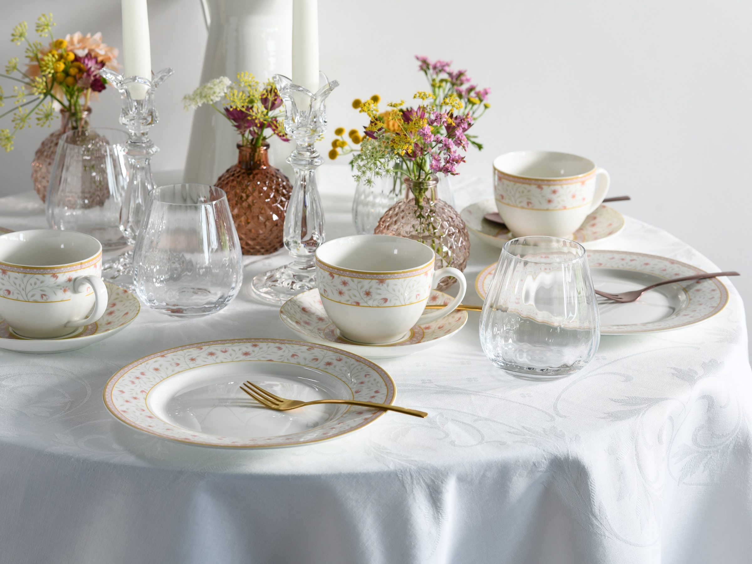 CreaTable Kaffeeservice »Emilia-Romagna, Kaffee-Service 18-tlg«, (Set, 18 tlg.), Blumendekor