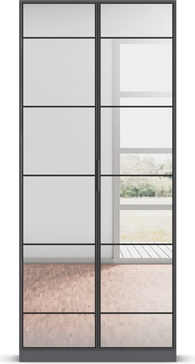 rauch Drehtürenschrank »Kleiderschrank Schrank Garderobe Schlafzimmerschrank ACERO«, (praktisch in Tiefe 41 cm mit vielen Einlegeböden), Spiegelfront in moderner Loft-Optik MADE IN GERMANY