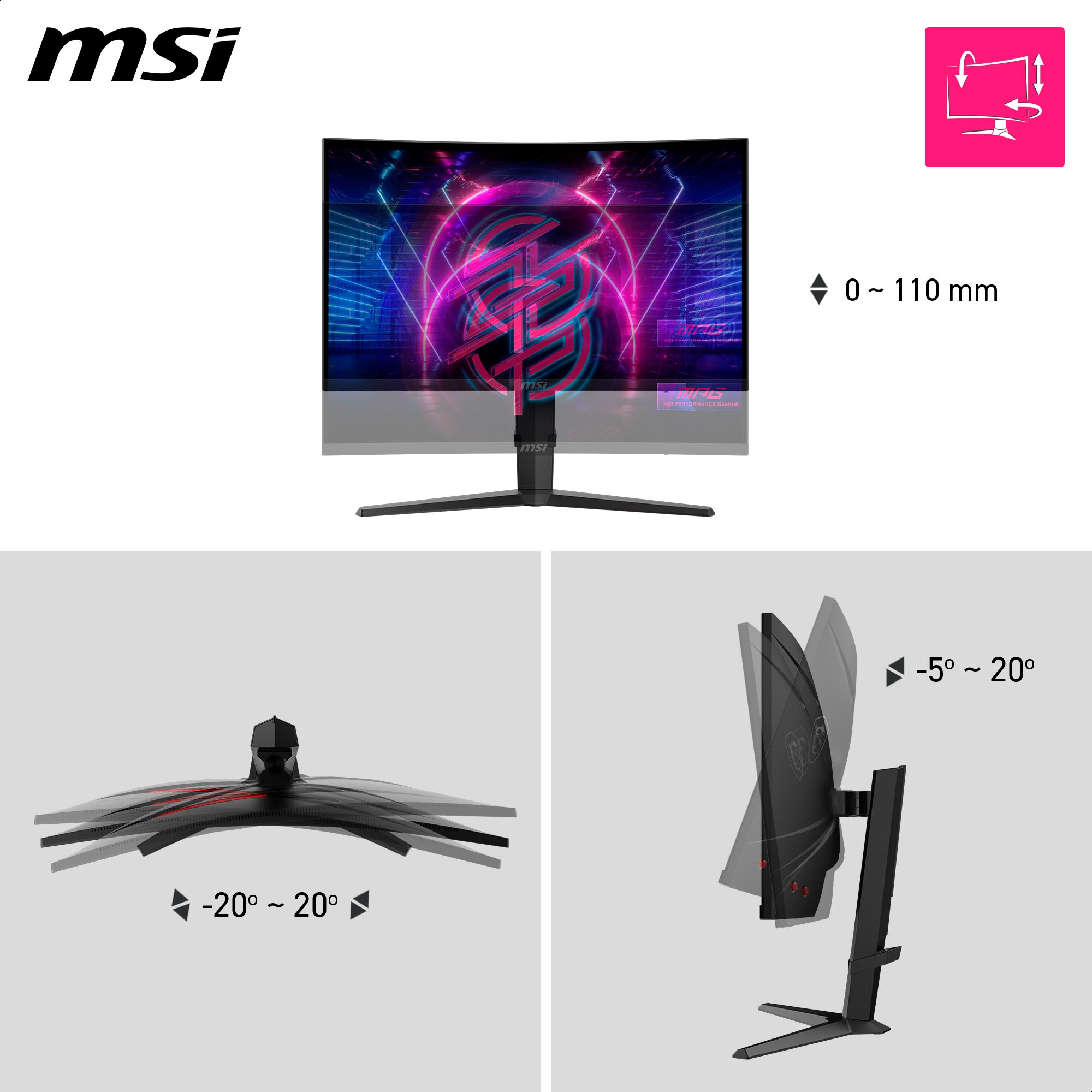 MSI Curved-Gaming-Monitor »MPG 275CQRXF«, 69 cm/27 Zoll, 2560 x 1440 px, WQHD, 0,5 ms Reaktionszeit, 240 Hz