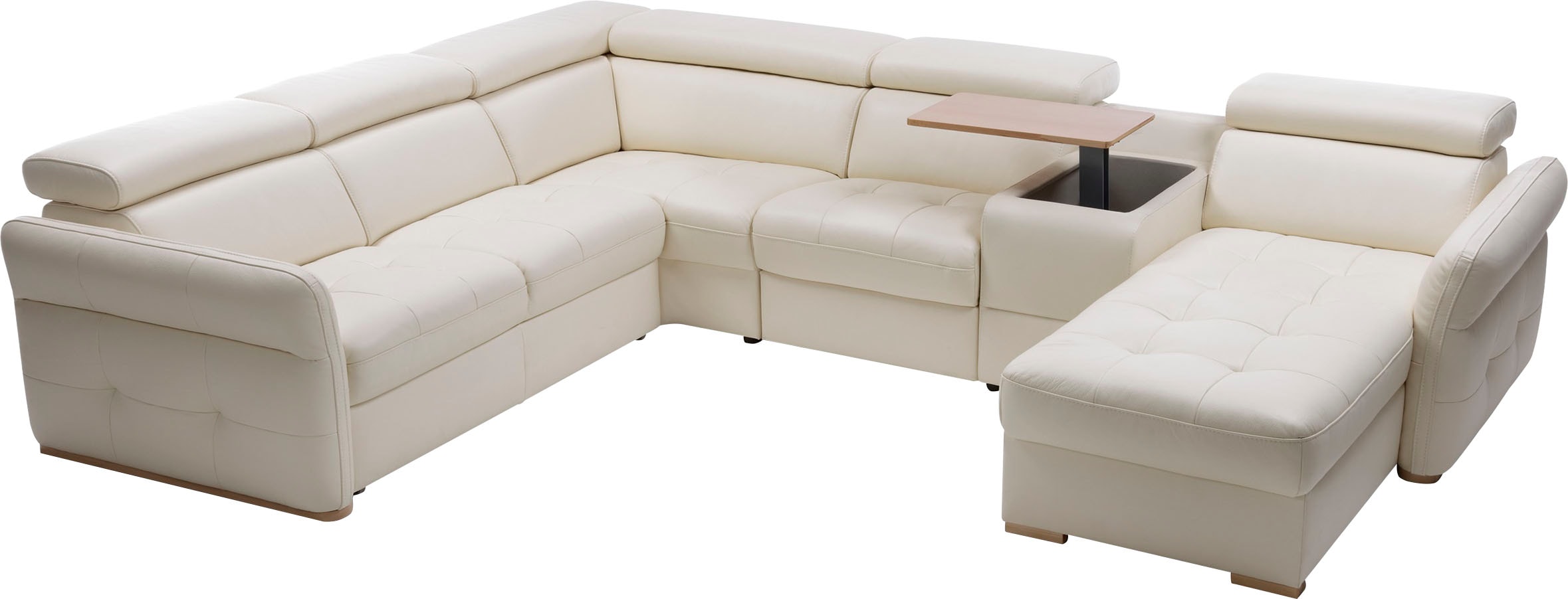 exxpo - sofa fashion Wohnlandschaft »Massimo, Familien Sofa mit viel Platz, Lederbezug, bequem, komfortabel«, U-Form, inkl. Bettfunktion, Bettkasten, elektr. Relaxfunktion