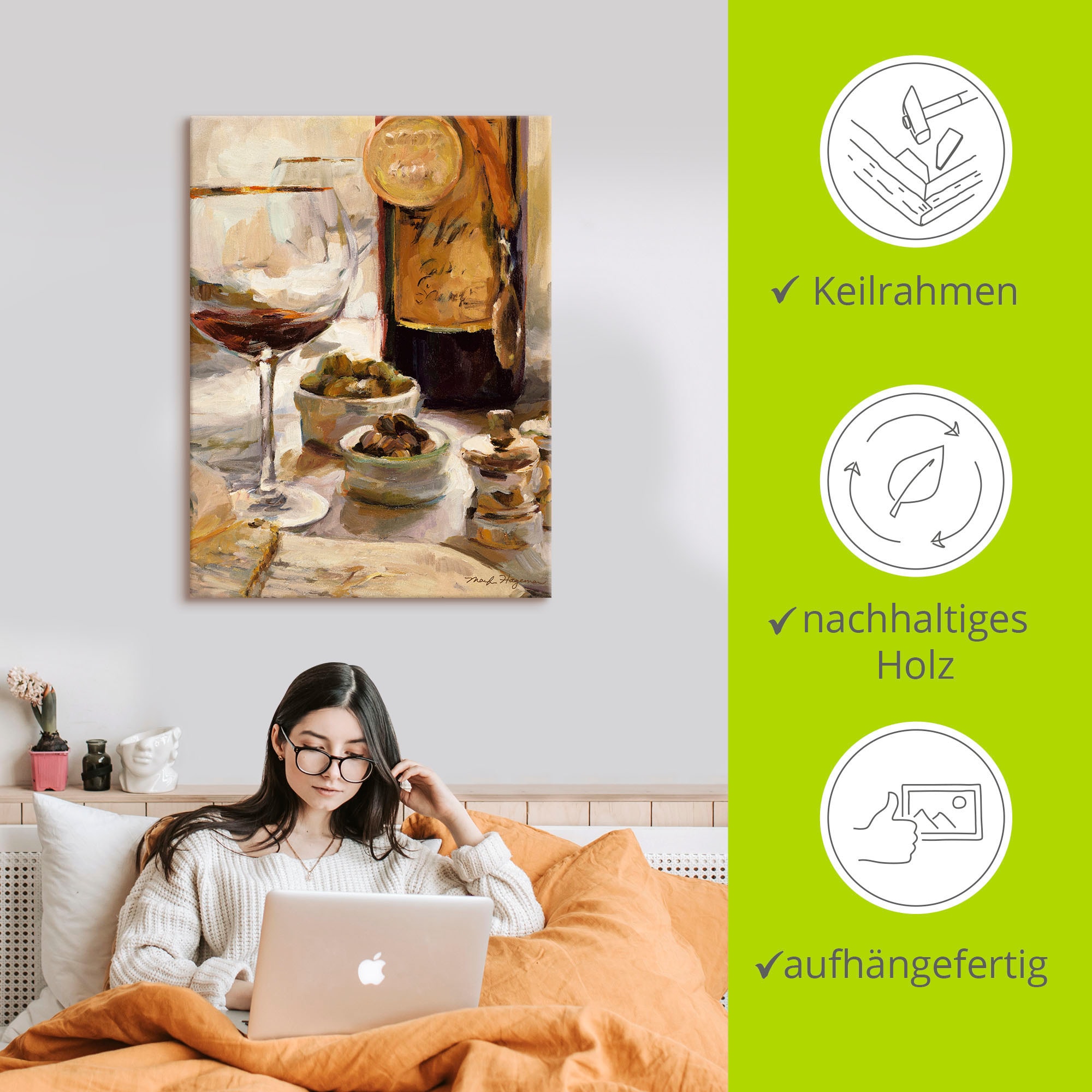 Artland Wandbild »Ausgezeichneter Wein«, Getränke, (1 St.), als Leinwandbild, Poster in verschied. Größen