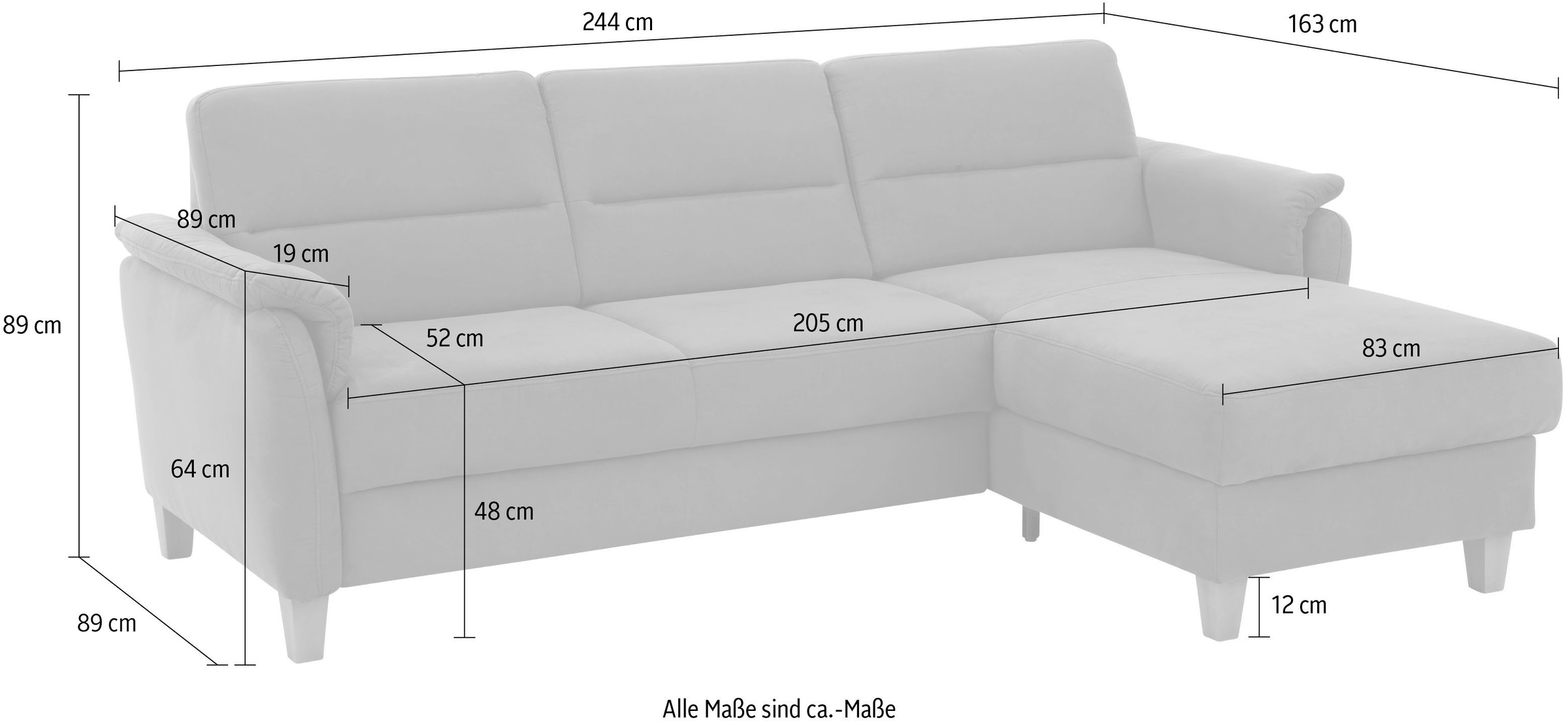 Home affaire Ecksofa »Palmera L-Form«, Federkern, wahlweise mit Bettfunktion und mit/ohne Bettkasten