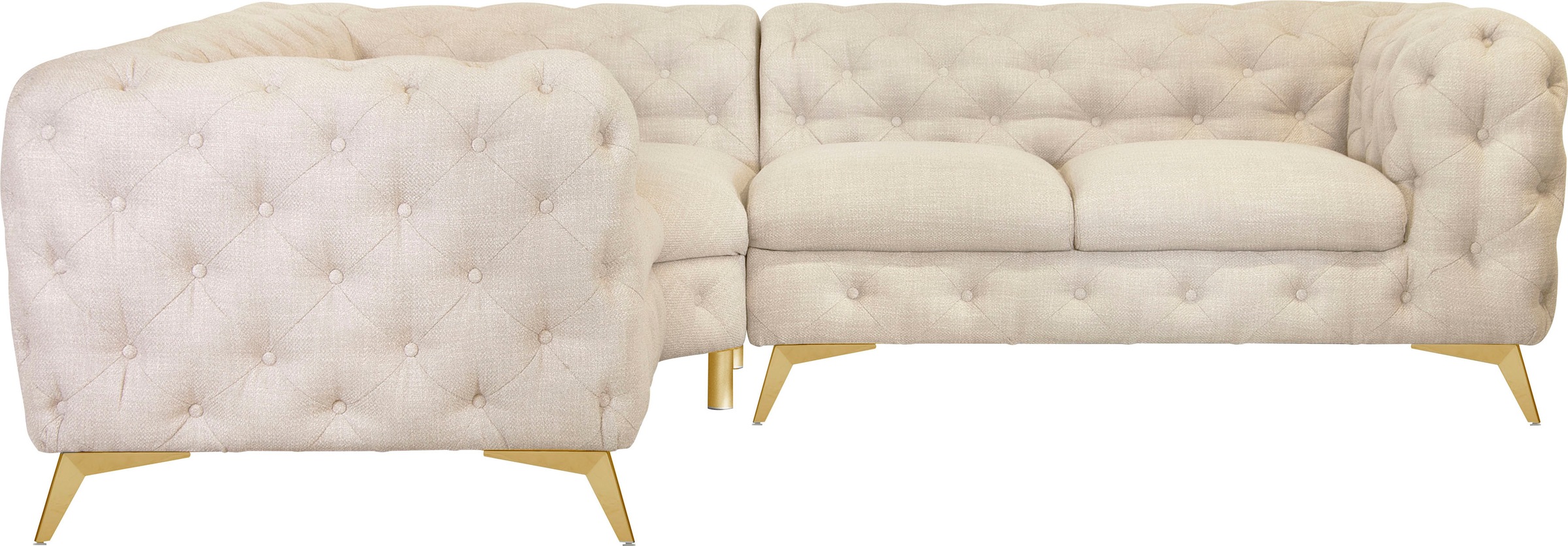 Leonique Chesterfield-Sofa »Ecksofa GLYNIS L-Form mit Wellenunterfederung, günstig online kaufen