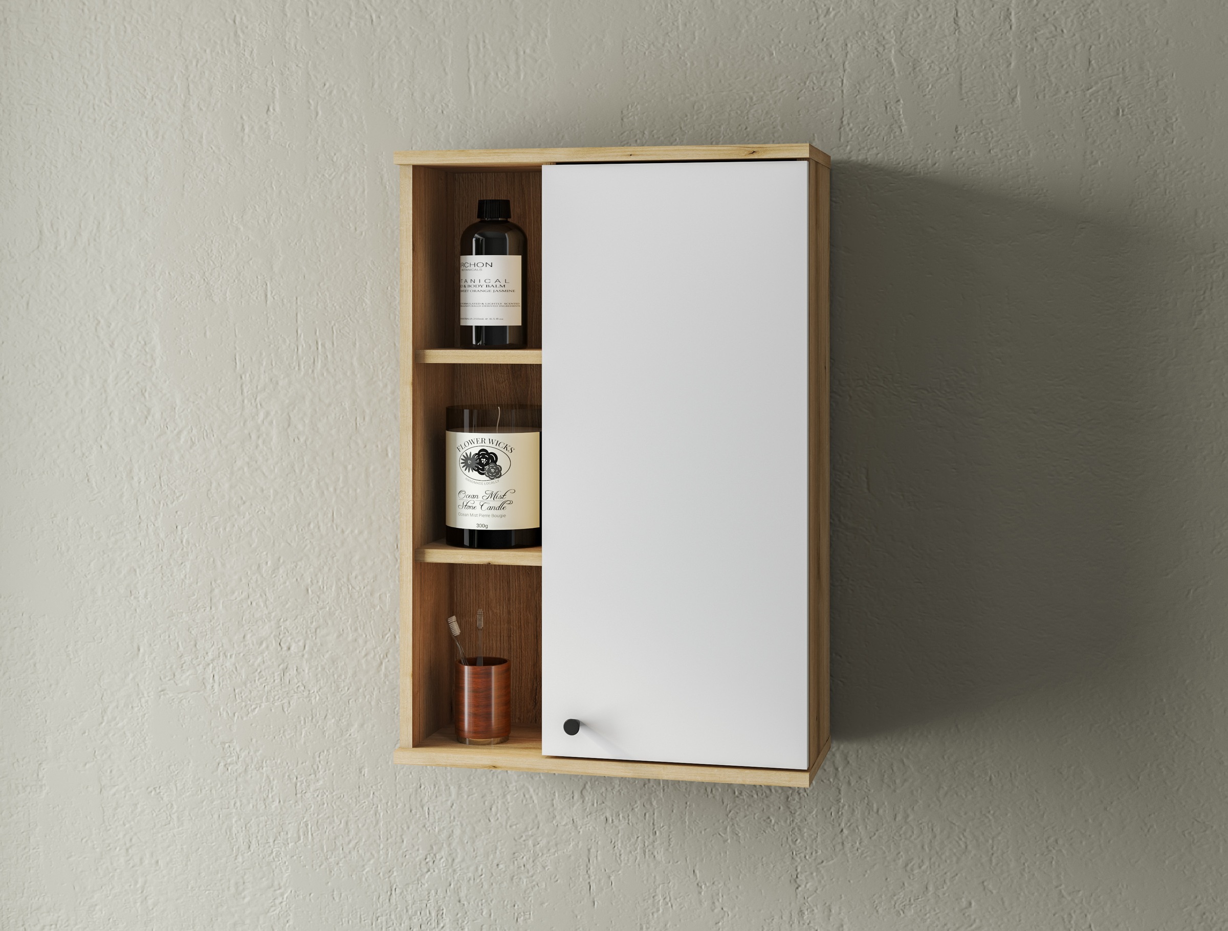 INOSIGN Hängeschrank »Oslo, Badschrank mit Knopfgriff, Wandschrank im skandinavischen Design«, in der Türfarbe Weiß oder Grau verfügbar, ausreichend Stauraum