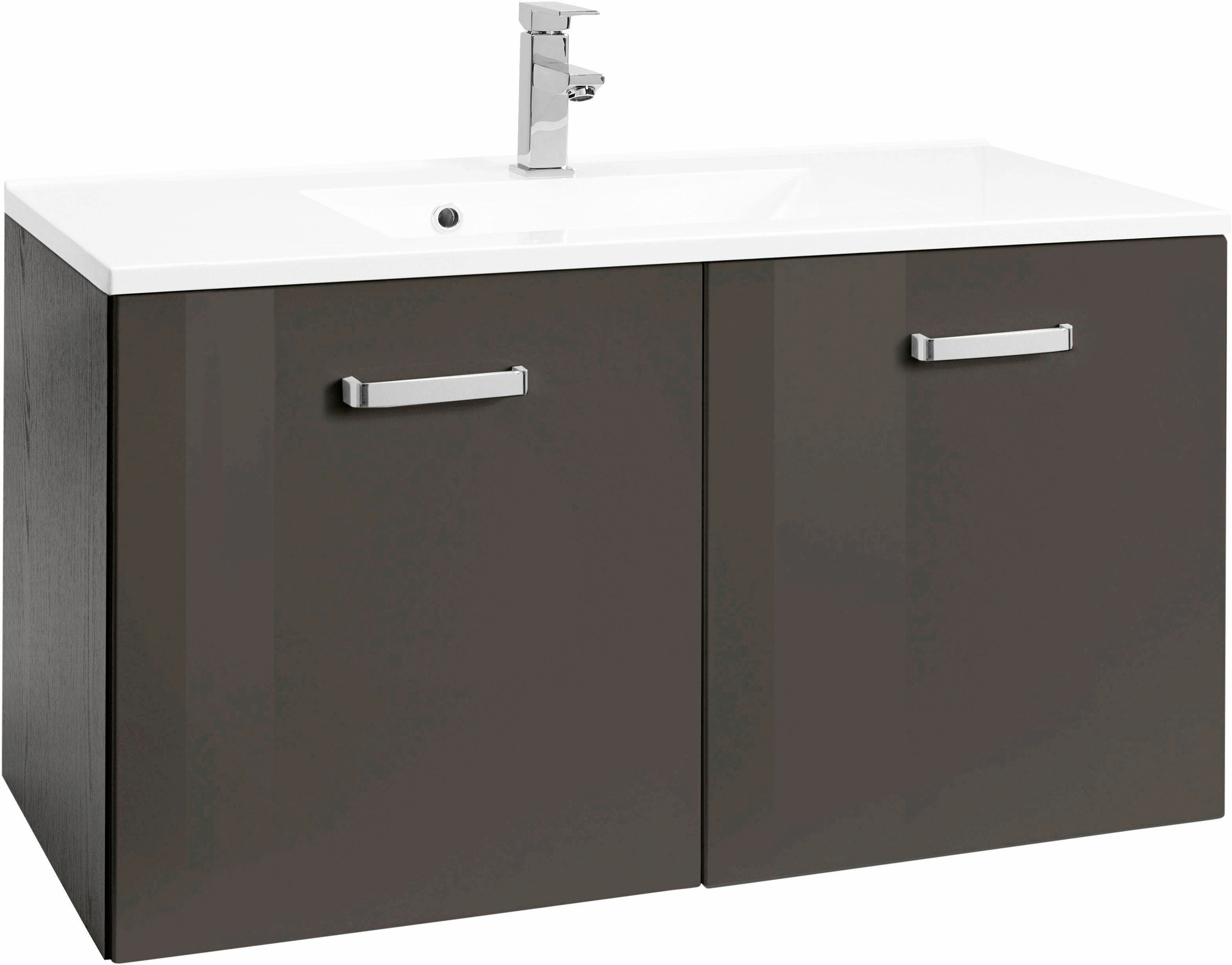 Waschbeckenunterschrank „Ravenna“, Bad, Waschtisch inkl. Waschbecken, Breite 80 cm, grau/grau/graphit B/H/T: 80 cm x 54 cm x 48 cm