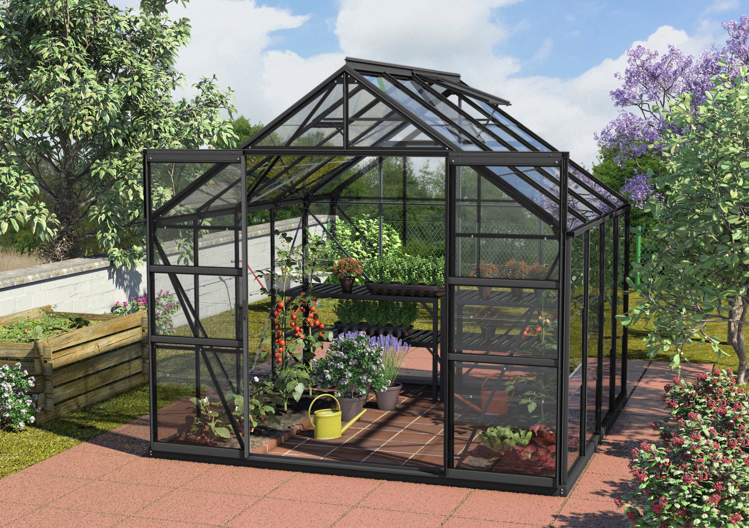 VITAVIA Gewächshaus »Mars 6700« Alu-Profile, 3 mm Sicherheitsglas schwarz