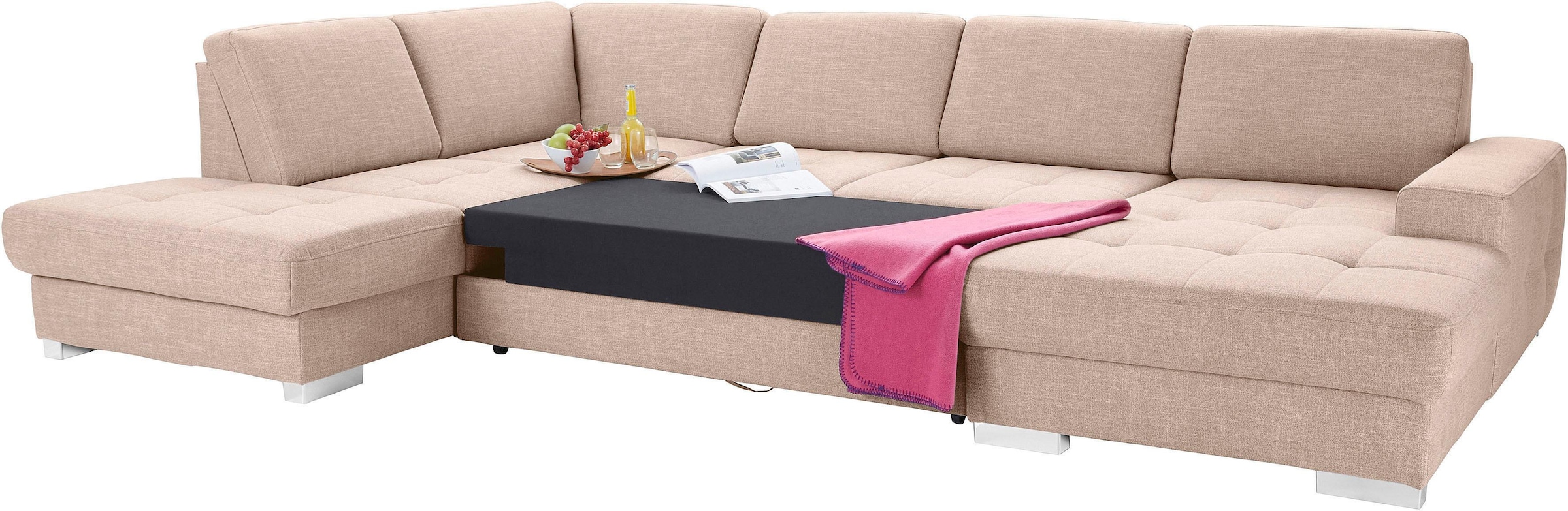 sit&more Wohnlandschaft »Santorini U-Form«, mit Federkern und Sitztiefenverstellung, wahlweise mit Bettfunktion