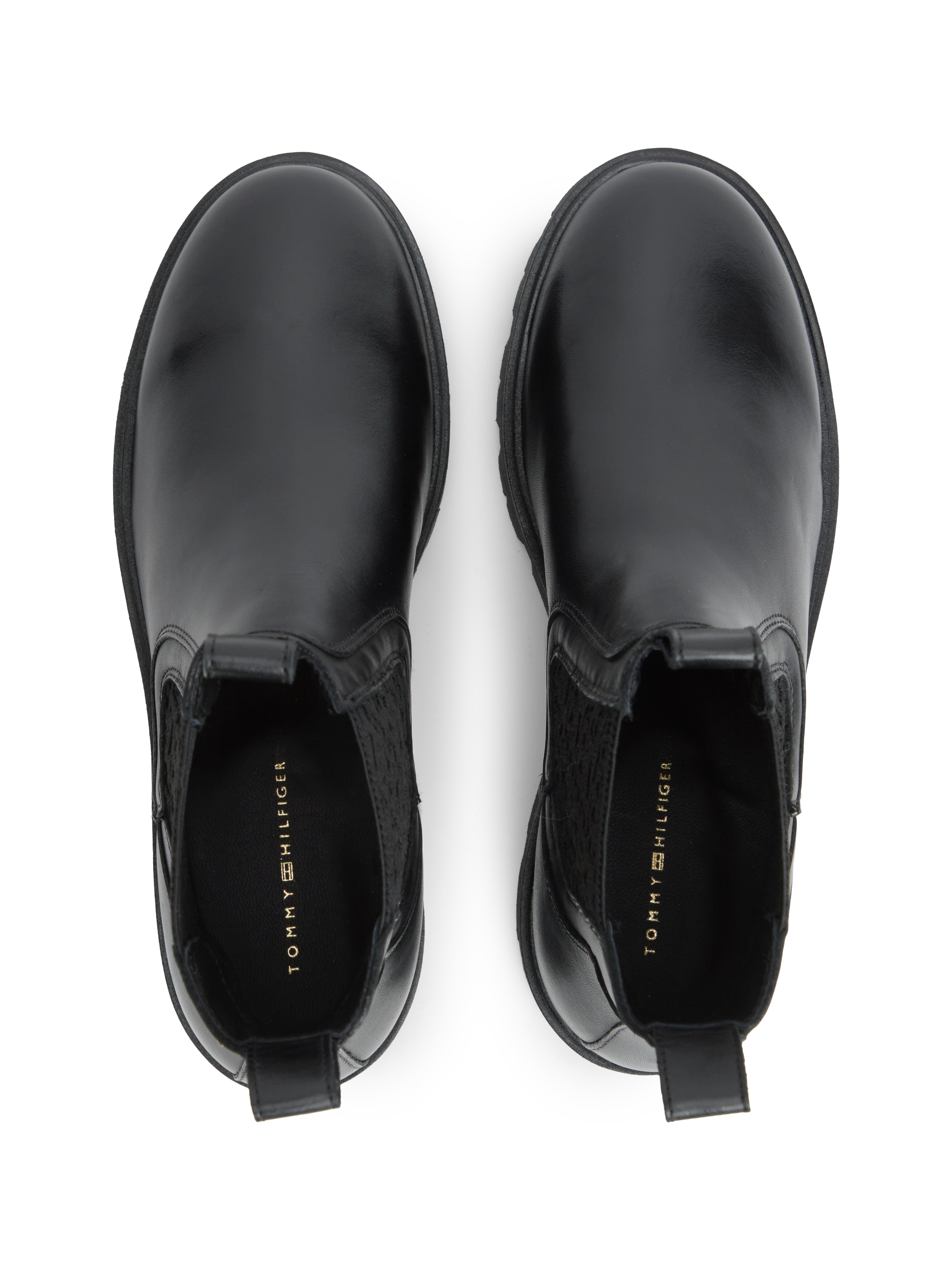 Tommy Hilfiger Chelseaboots »TH MONOGRAM LEATHER CHELSEA BOOT«  Blockabsatz, Schlupfboots, mit beidseitigem Stretcheinsatz