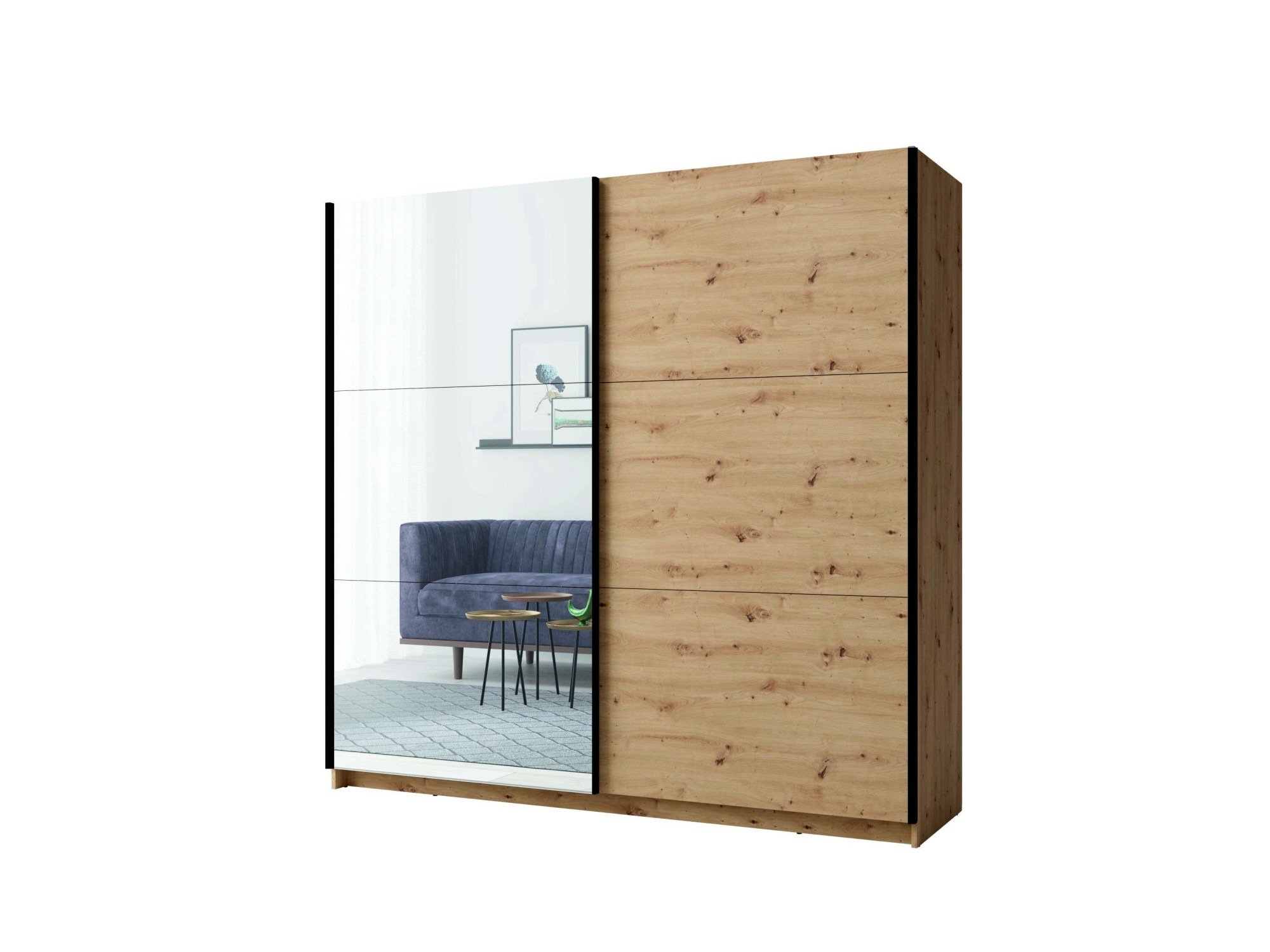 INOSIGN Kleiderschrank »Kleiderschrank Fresno mit 5 Einlegeböden, Spiegel und Kleiderstange«, Garderobe mit 2 Schwebetüren, B/H/T 150/207/62 cm