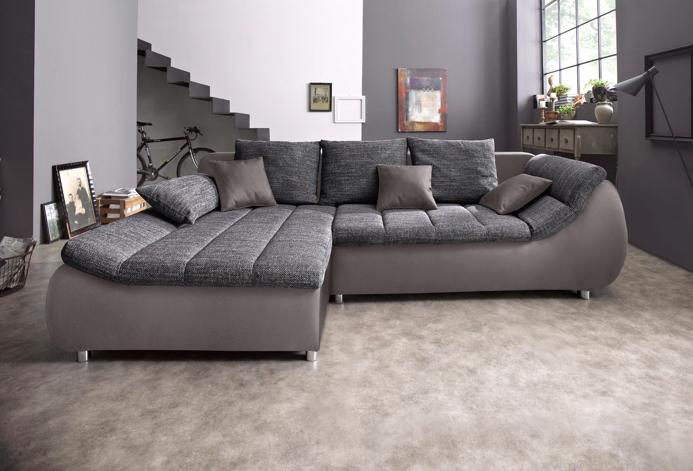 Home affaire Ecksofa »Imola, bequem, aktuelle Steppung im Sitz, L-Form, Bre günstig online kaufen