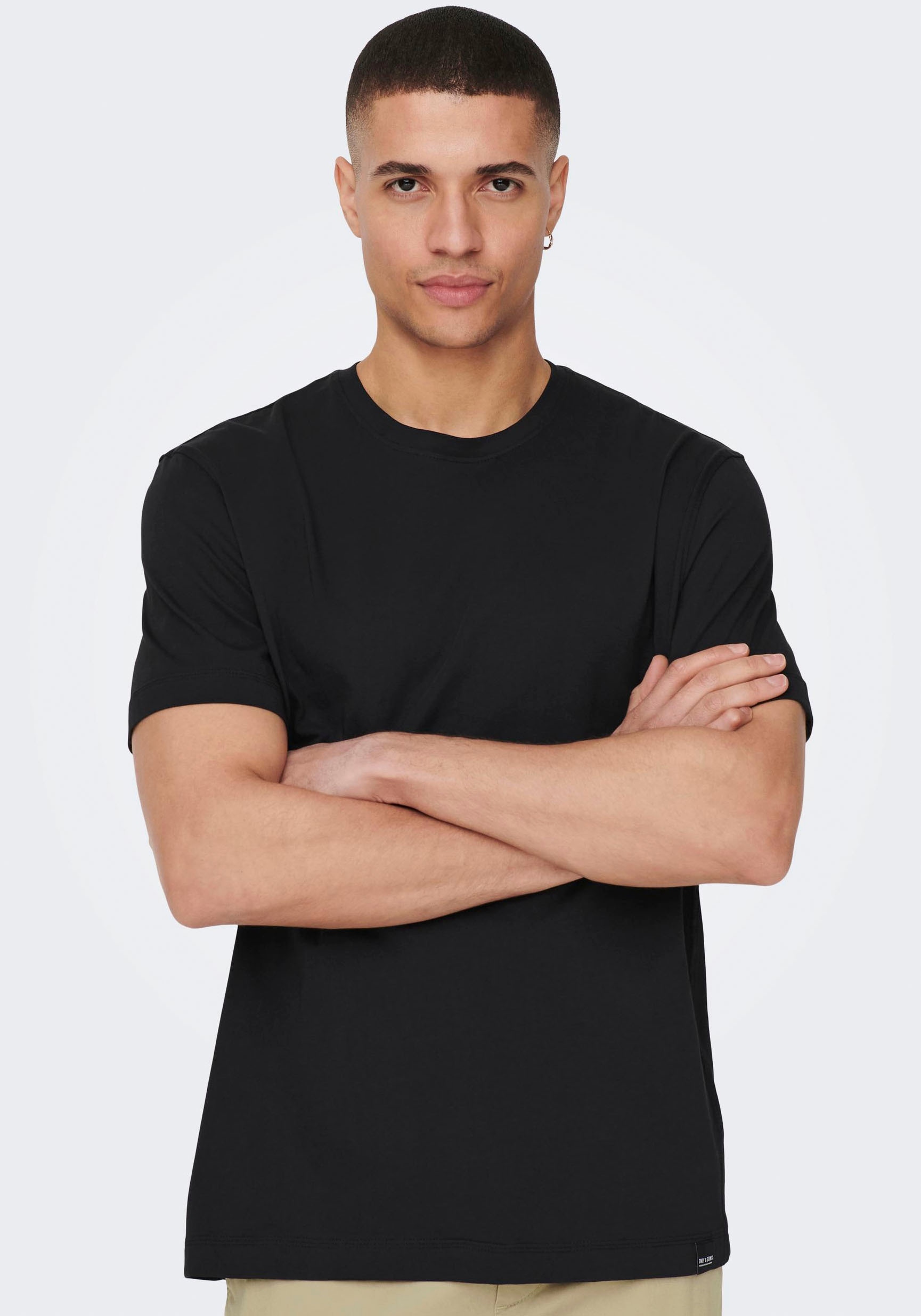 ONLY & SONS Rundhalsshirt »ONSMAX LIFE REG SS STITCH TEE«