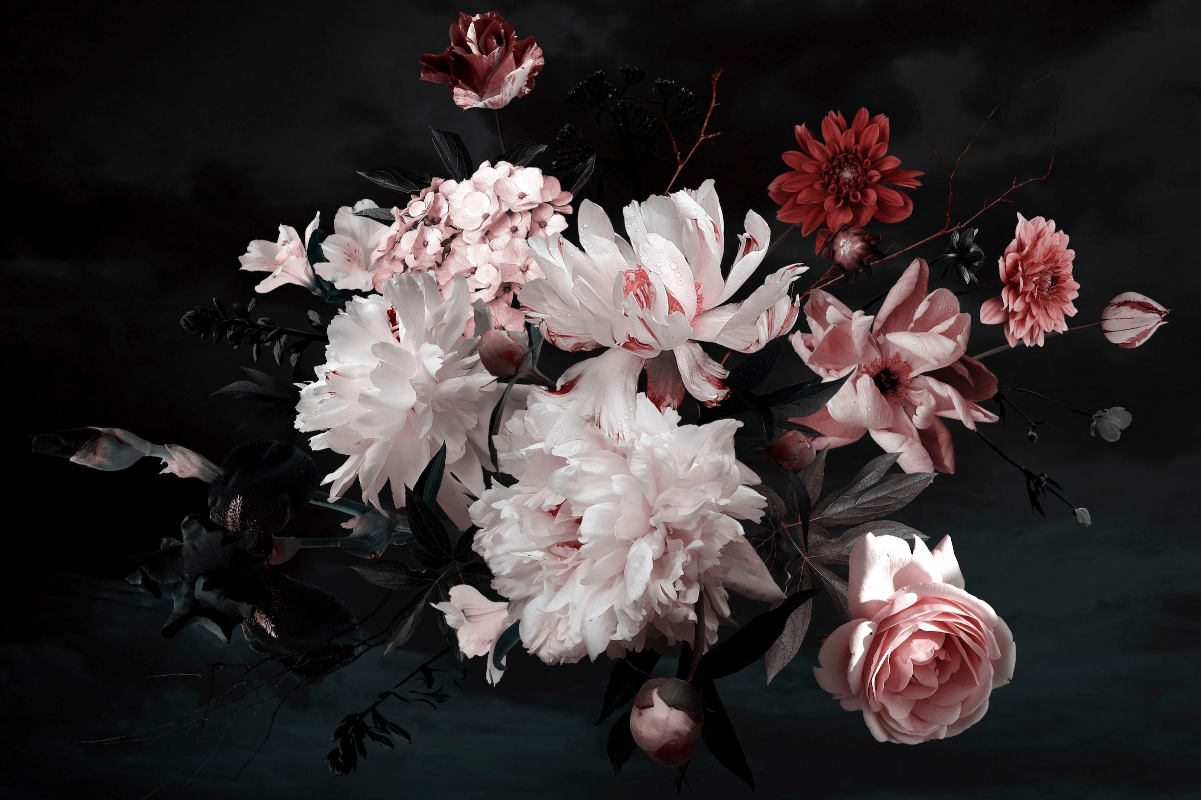 A.S. Création Leinwandbild »Blunch Of Flowers«, Kunst-Blumen-Kinder, (1 St.), Romantische Blumen, Rosen Keilrahmen Leinwand-Bild Wohnzimmer modern