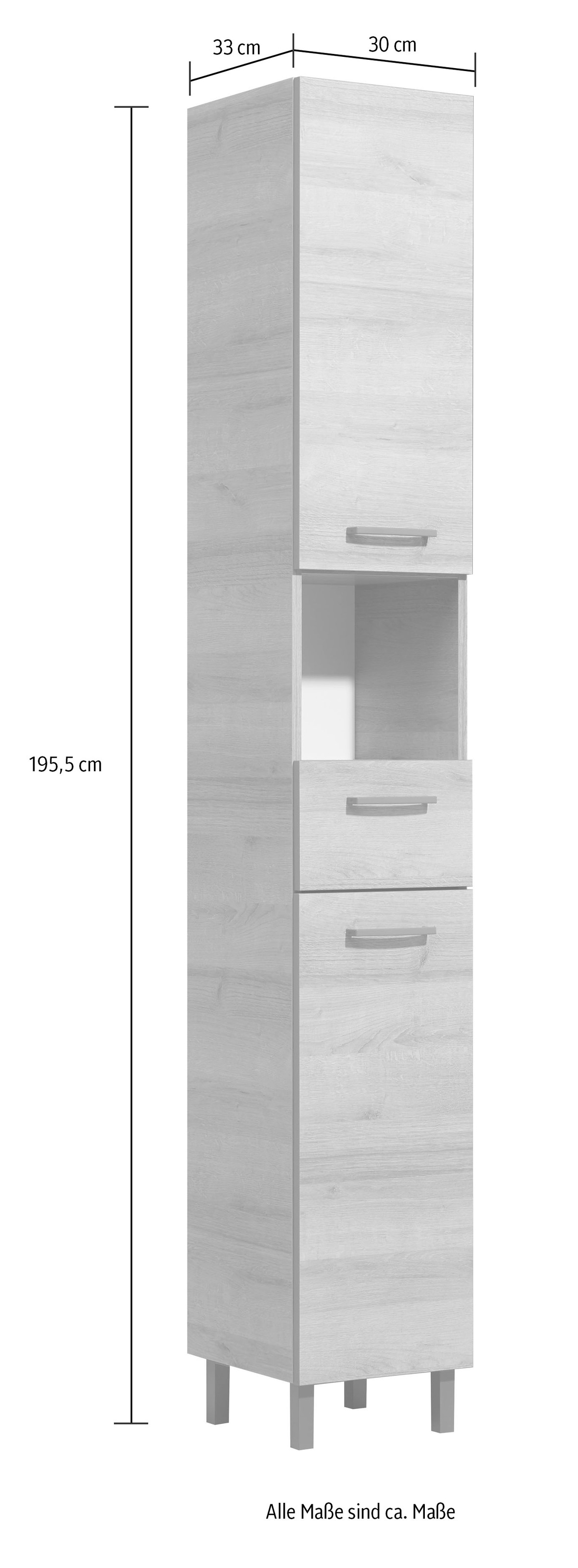 Saphir Badmöbel-Set »Quickset 919 5-teilig, Waschbeckenunterschrank mit LED-Spiegel«, (5 St.), Hochschrank, Unterschrank, Hängeschrank, inkl. Türdämpfer, 6 Türen