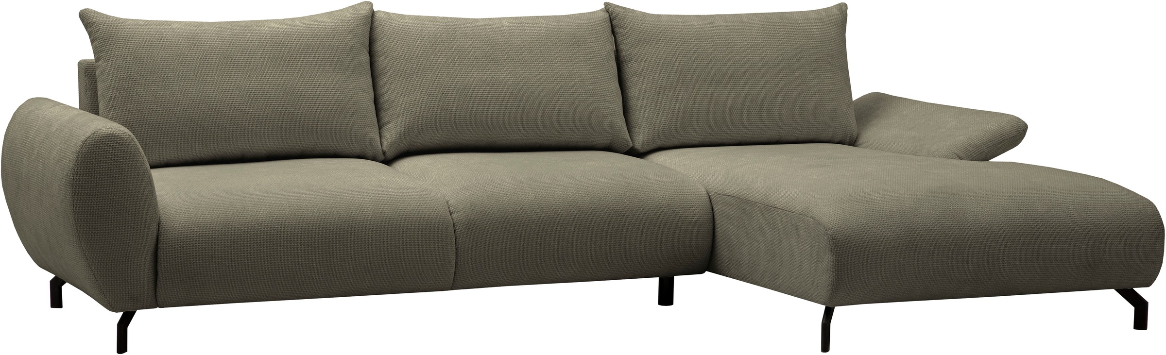 OTTO home Ecksofa »KELLIE, L-Form, 315 cm, verstellbare Armlehne, Metallfüße,« wahlweise Recamiere links o. rechts, Chenille-Stoff, hoher Sitzkomfort