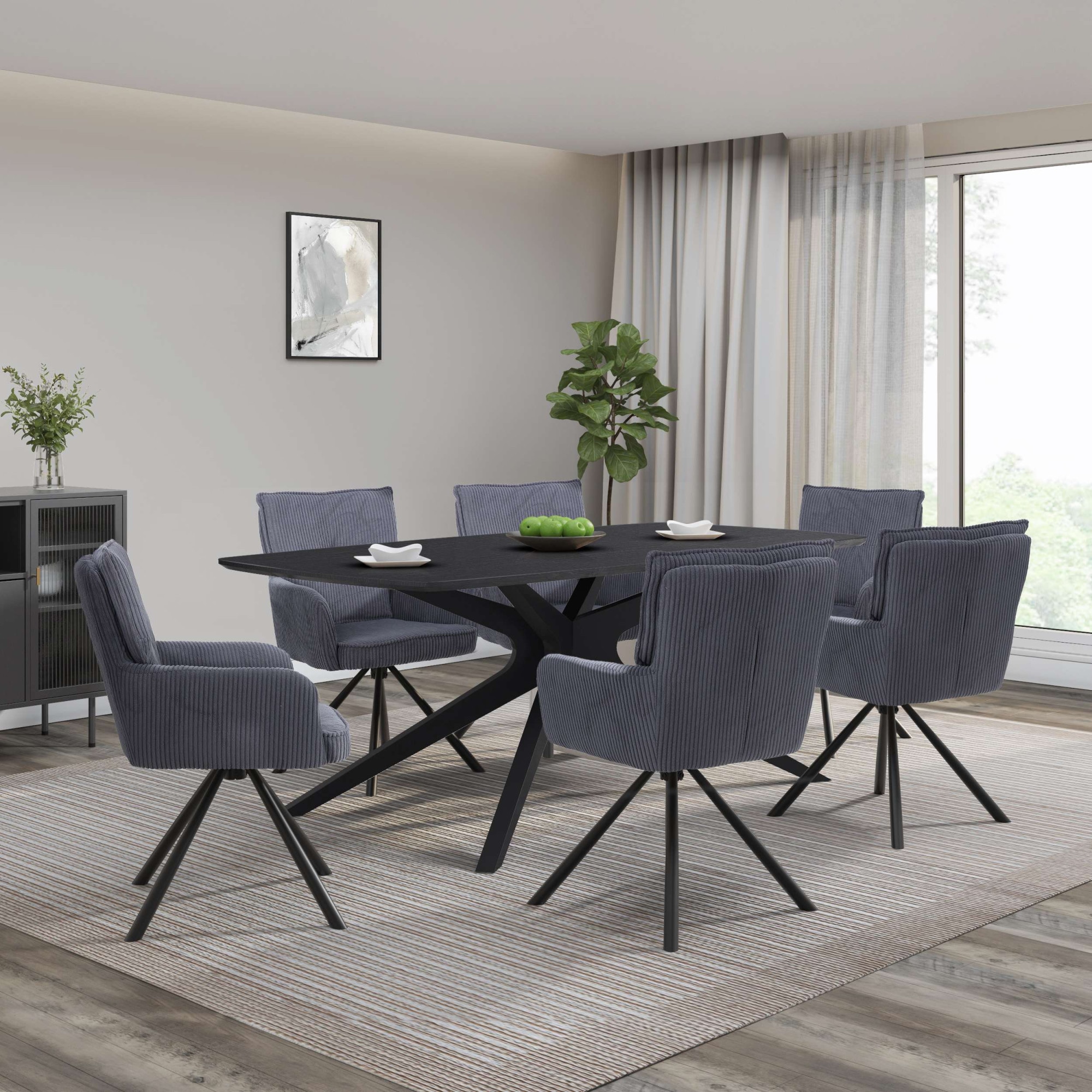 OTTO home Esstisch »Dakona« Tischplatte mit Holzstruktur, schwarze Metallbeine, Höhe 76 cm