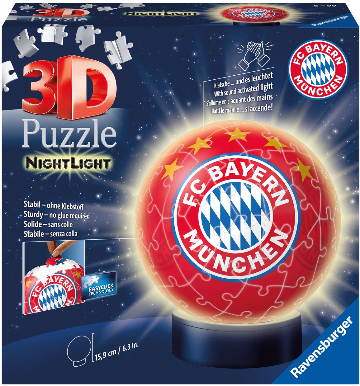 Puzzleball »Nachtlicht FC Bayern München«, mit Leuchtsockel inkl. LEDs; FSC® - schützt...