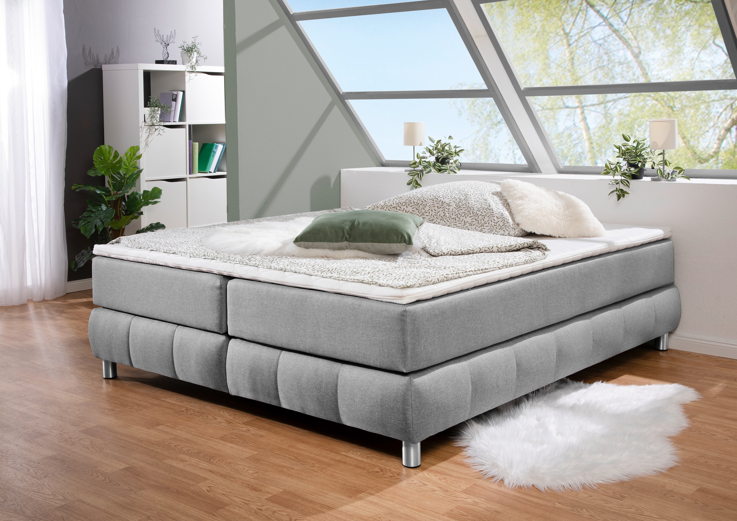 Bild von andas Boxspringbett »Salo«, Ohne Kopfteil, inkl. Topper, auch in Überlänge 220 cm