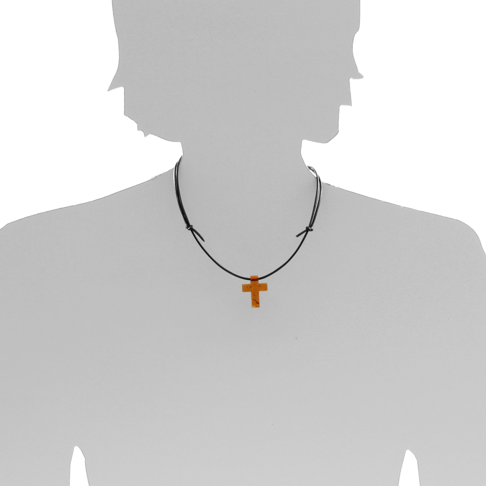 OSTSEE-SCHMUCK Kette mit Anhänger »Ostsee-Schmuck Kette mit Anhänger Kreuz 25x20 mm - Lederband«, (2 tlg.)