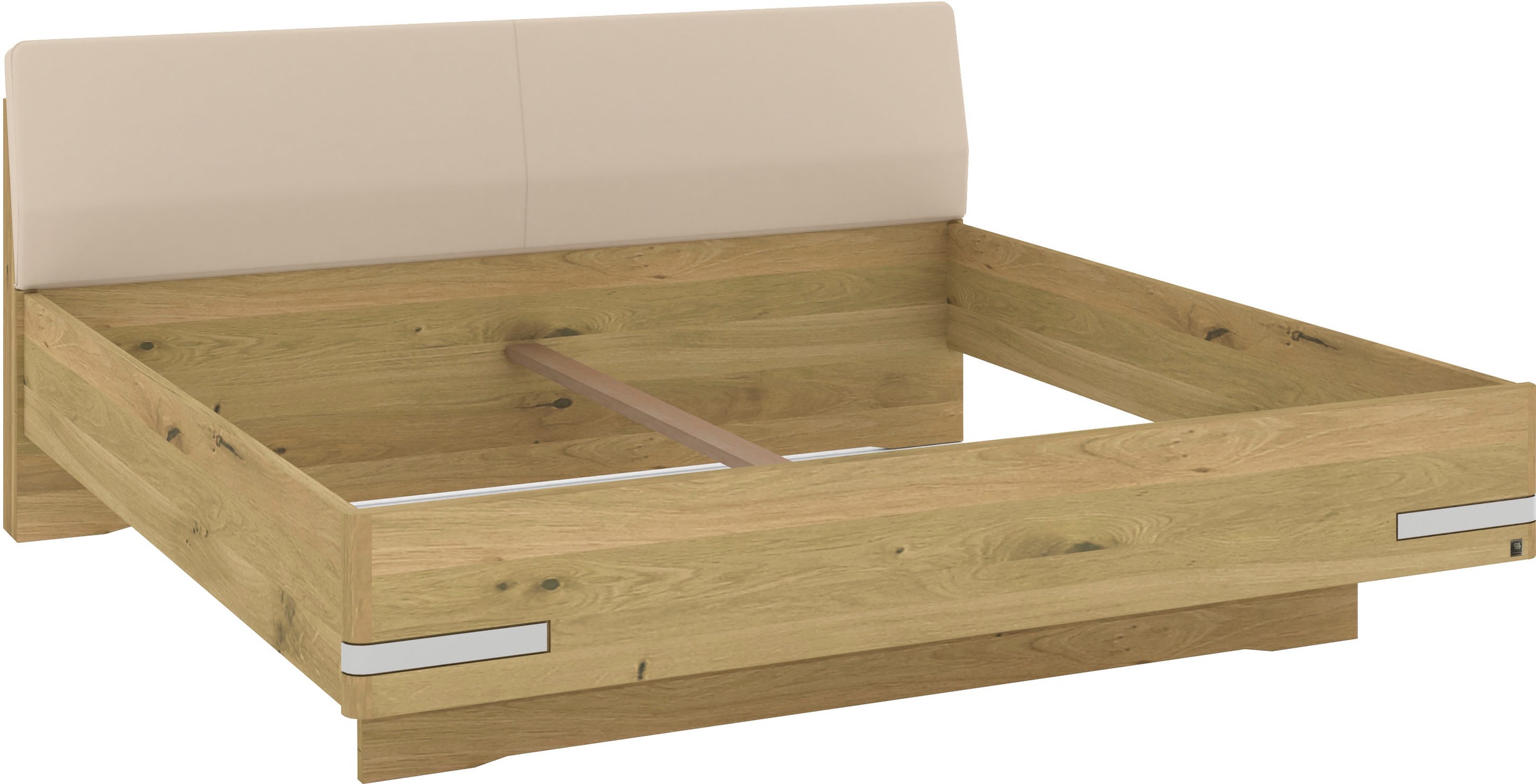 Musterring Holzbett »Savona«, (Belastbarkeit 220 Kg, 4-fache Liegehöhenverstellung, MADE IN GERMANY), Kopfteil Kunstleder Champagner, Details in Chrom, verschiedene Größen