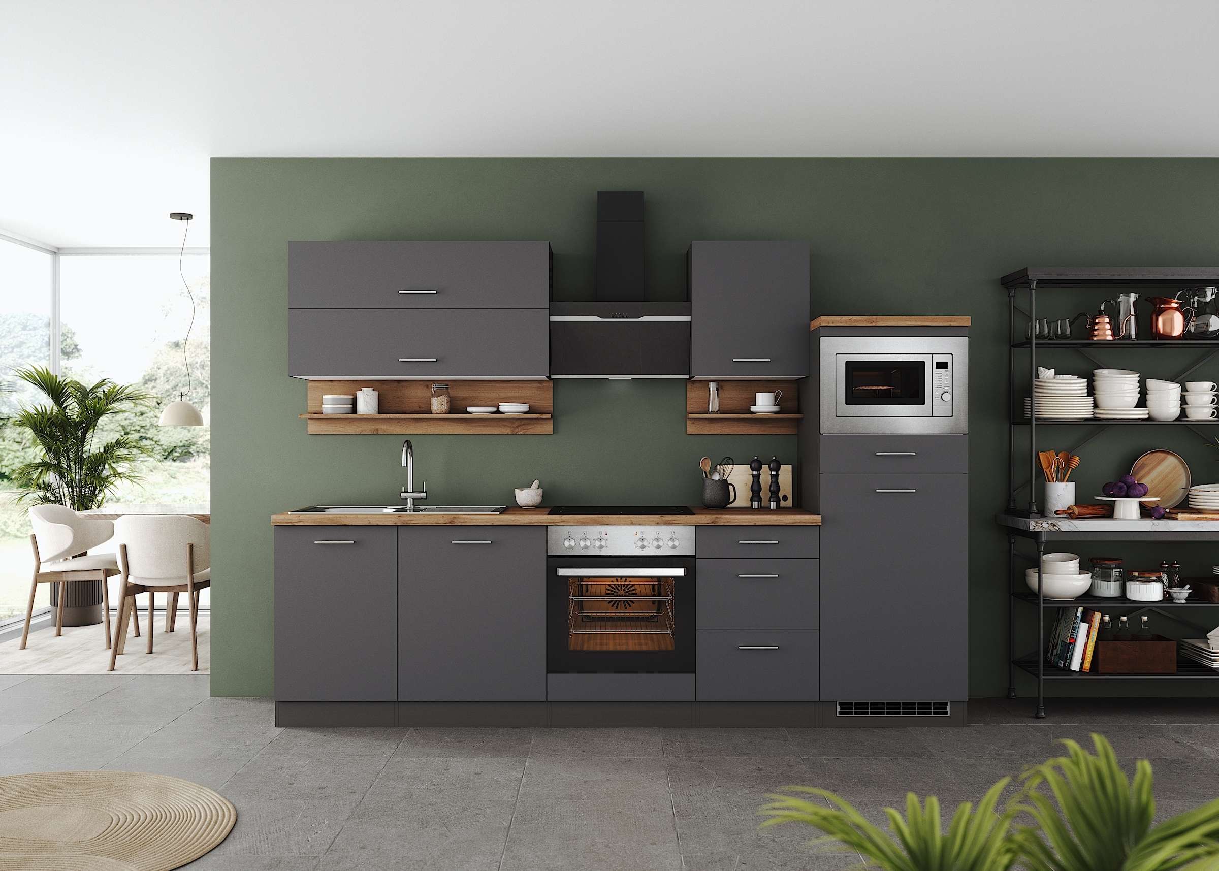 KOCHSTATION Küchenzeile »KS-Milan«, 280 cm breit, robuste Metallauszüge, viel Stauraum